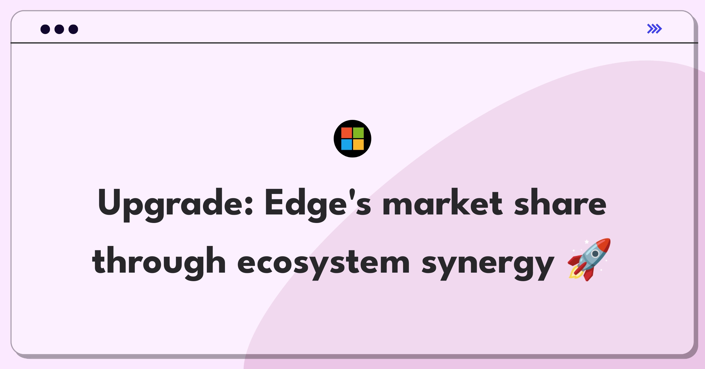 Product Management Strategy Question: Microsoft Edge browser icon with upward trending market share graph