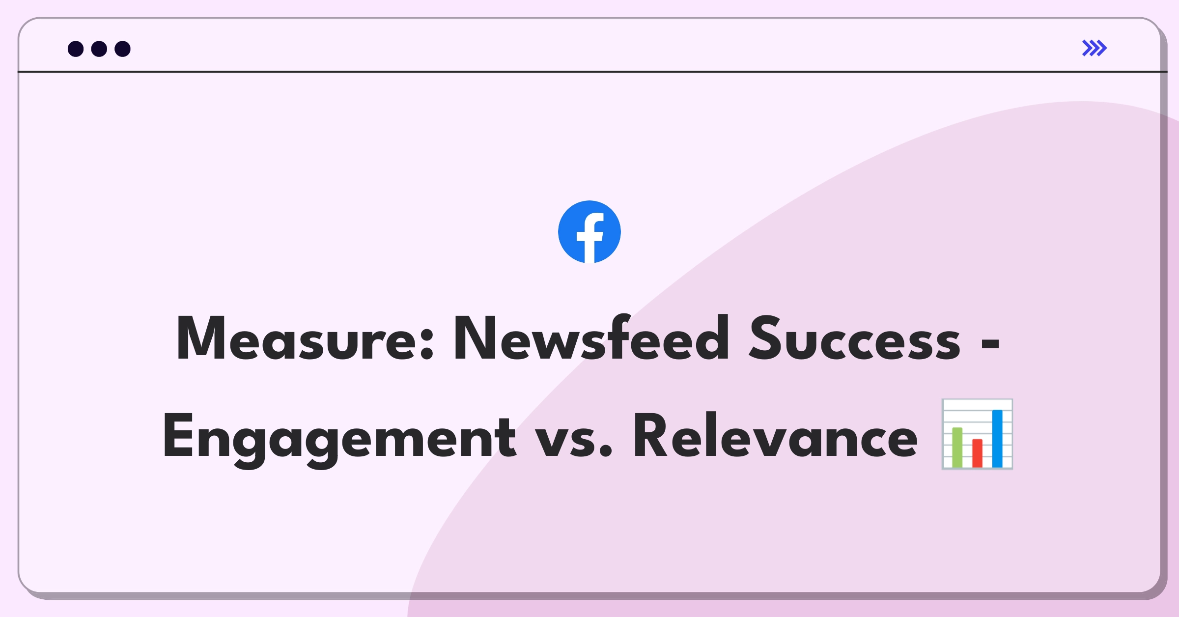 Product Management Success Metrics Question: Facebook Newsfeed goals analysis focusing on user engagement and content relevance