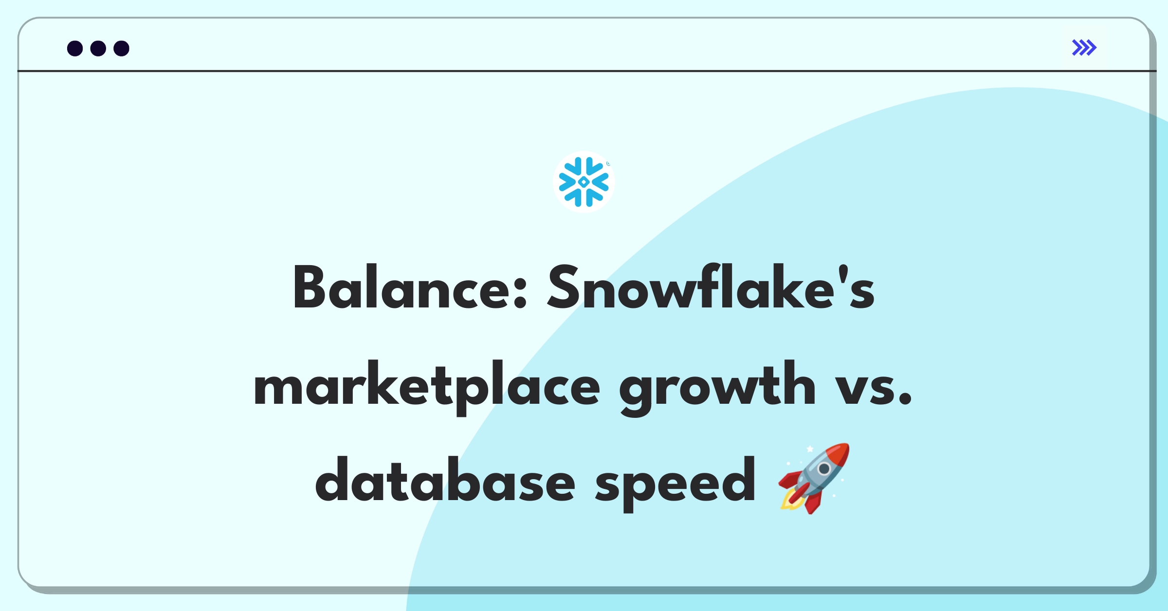 Product Management Trade-off Question: Snowflake data marketplace expansion versus core database performance enhancement