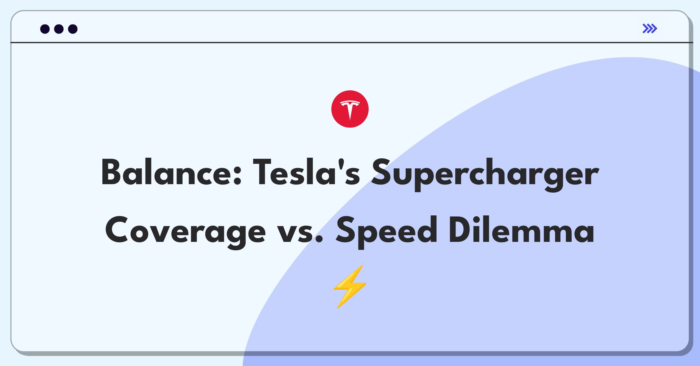 Product Management Trade-off Question: Tesla Supercharger network expansion versus charging speed improvement