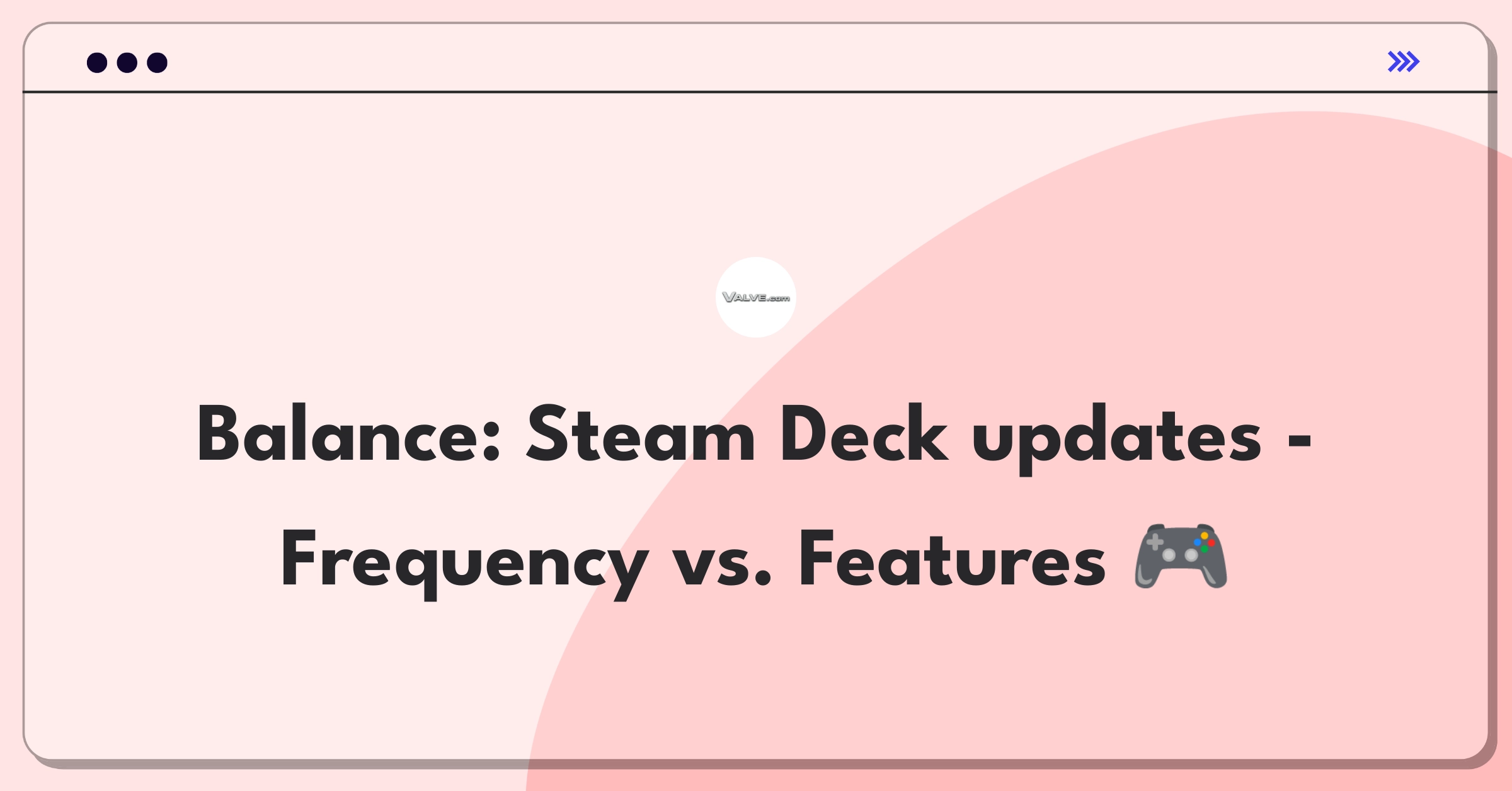 Product Management Trade-off Question: Steam Deck update frequency versus feature set size for Valve