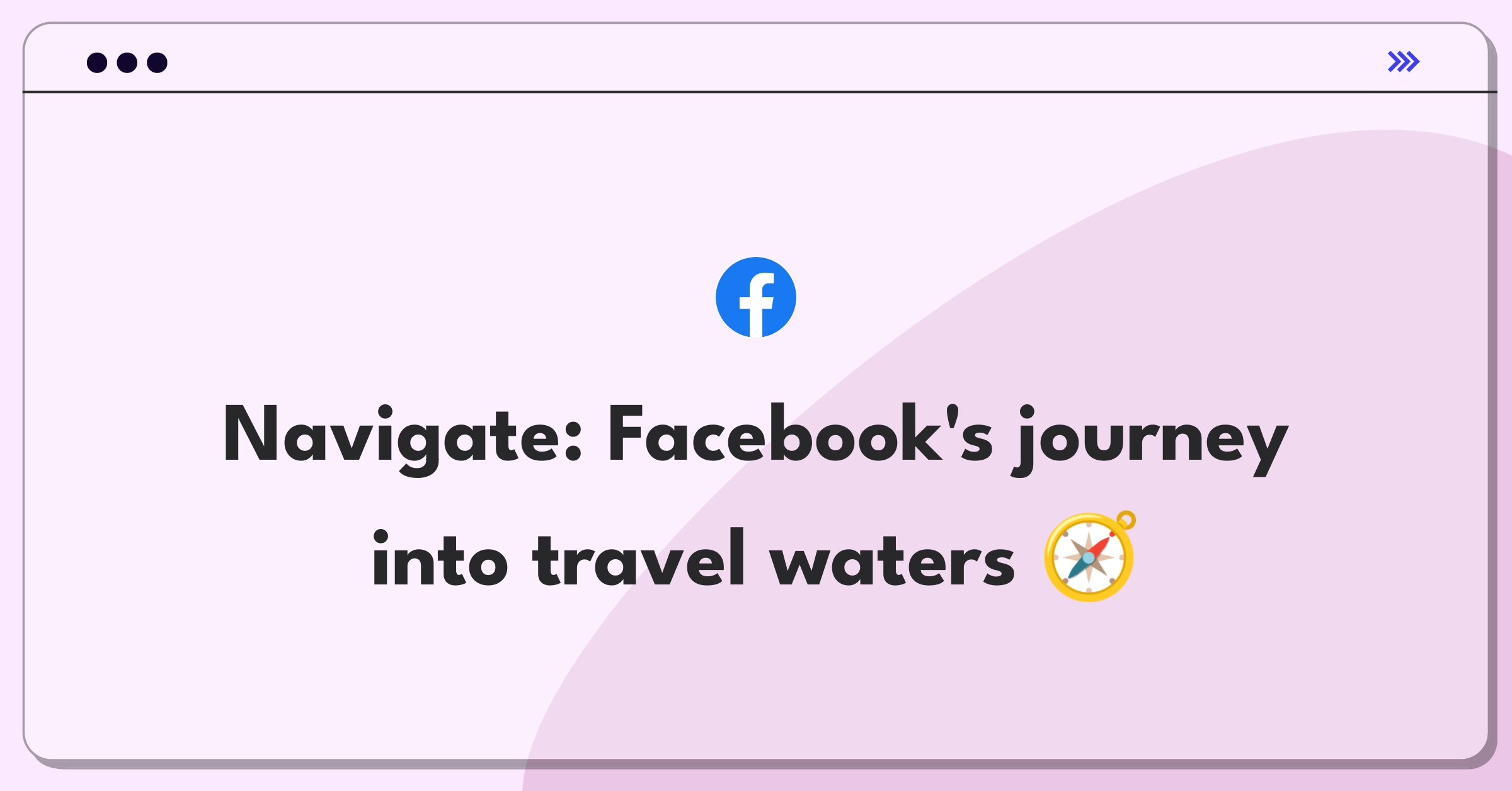 Product Management Strategy Question: Facebook expanding into travel industry, showing social media and travel icons