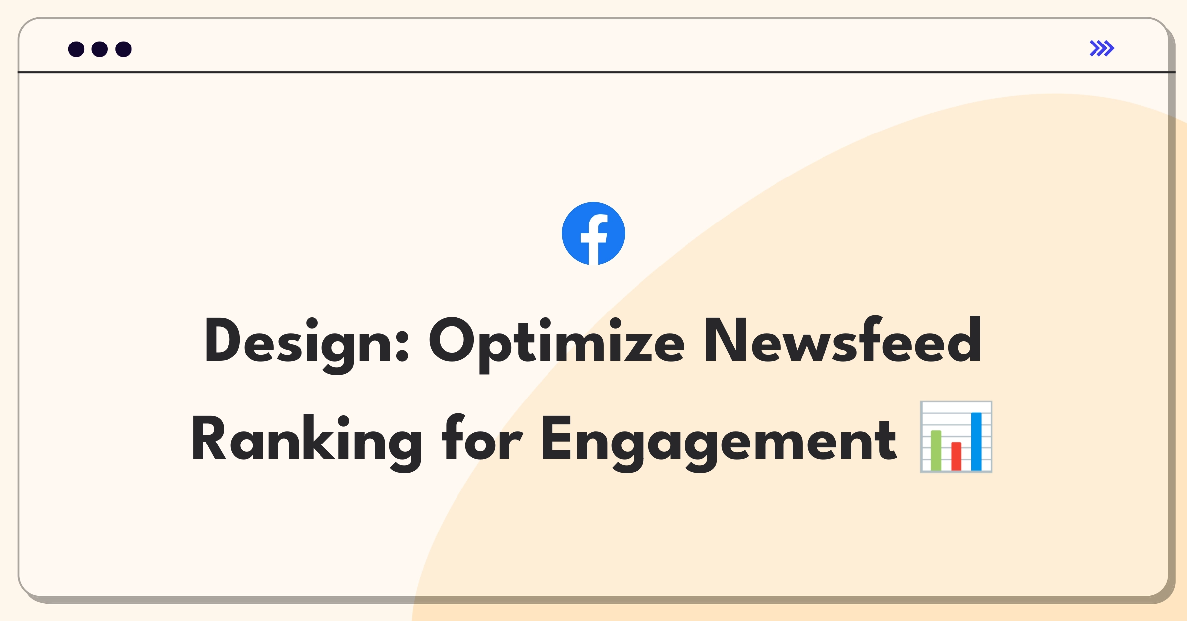 Product Management Design Question: Newsfeed ranking strategy board with engagement metrics and content types