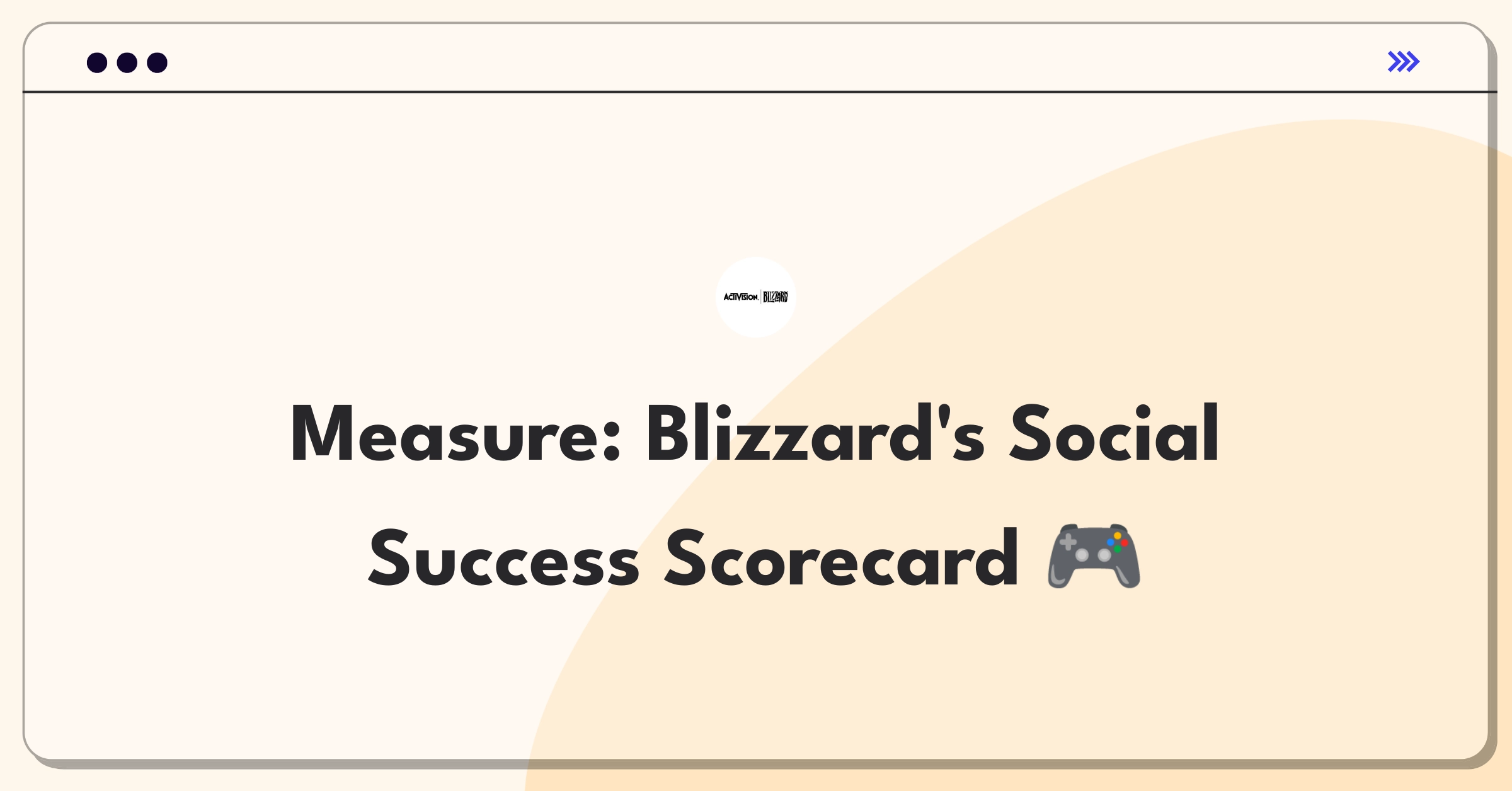 Product Management Success Metrics Question: Activision Blizzard social networking features evaluation in gaming platform