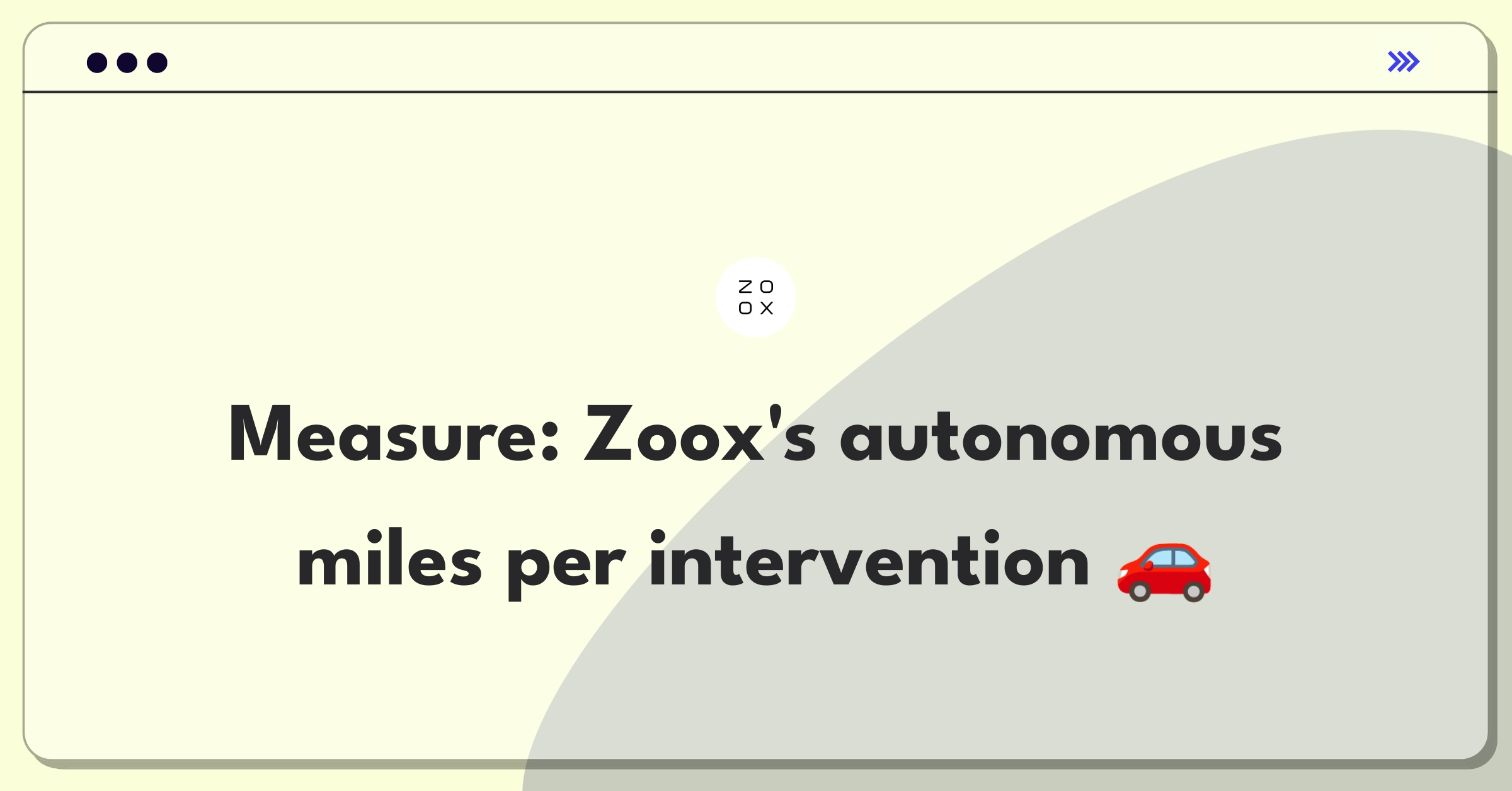 Product Management Success Metrics Question: Evaluating autonomous driving system performance for Zoox