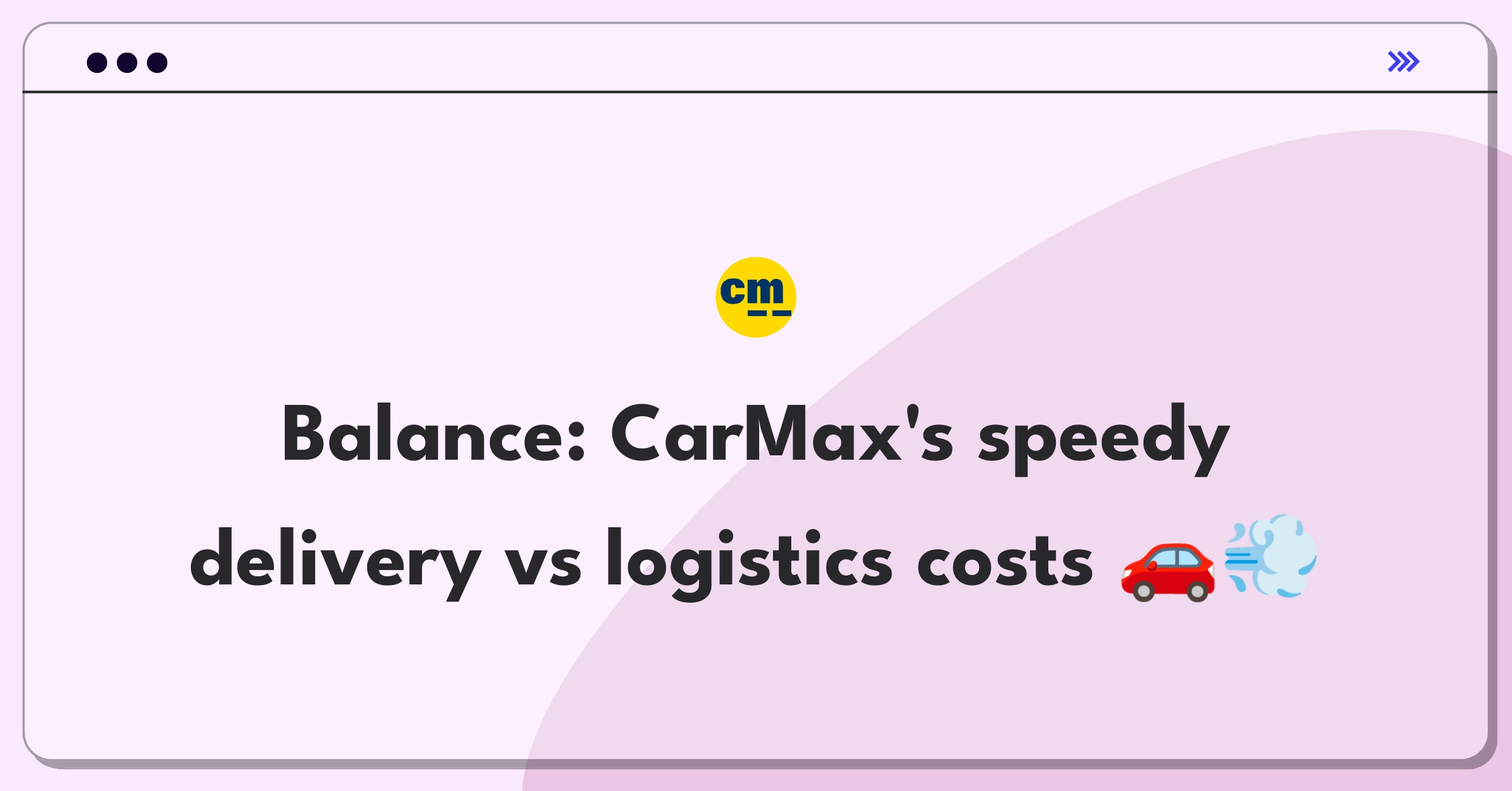 Product Management Trade-Off Question: CarMax delivery speed versus logistics infrastructure costs