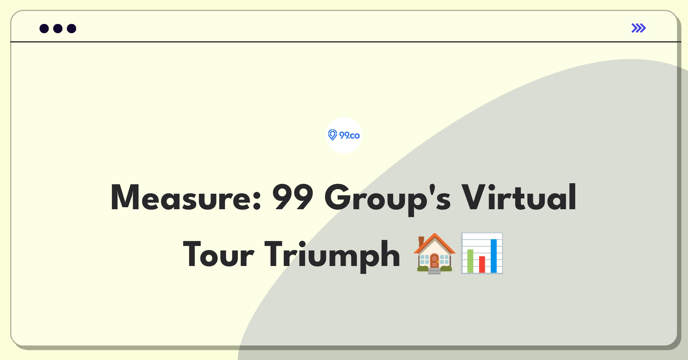 Product Management Metrics Question: Defining success for 99 Group's virtual property tour tool using key performance indicators