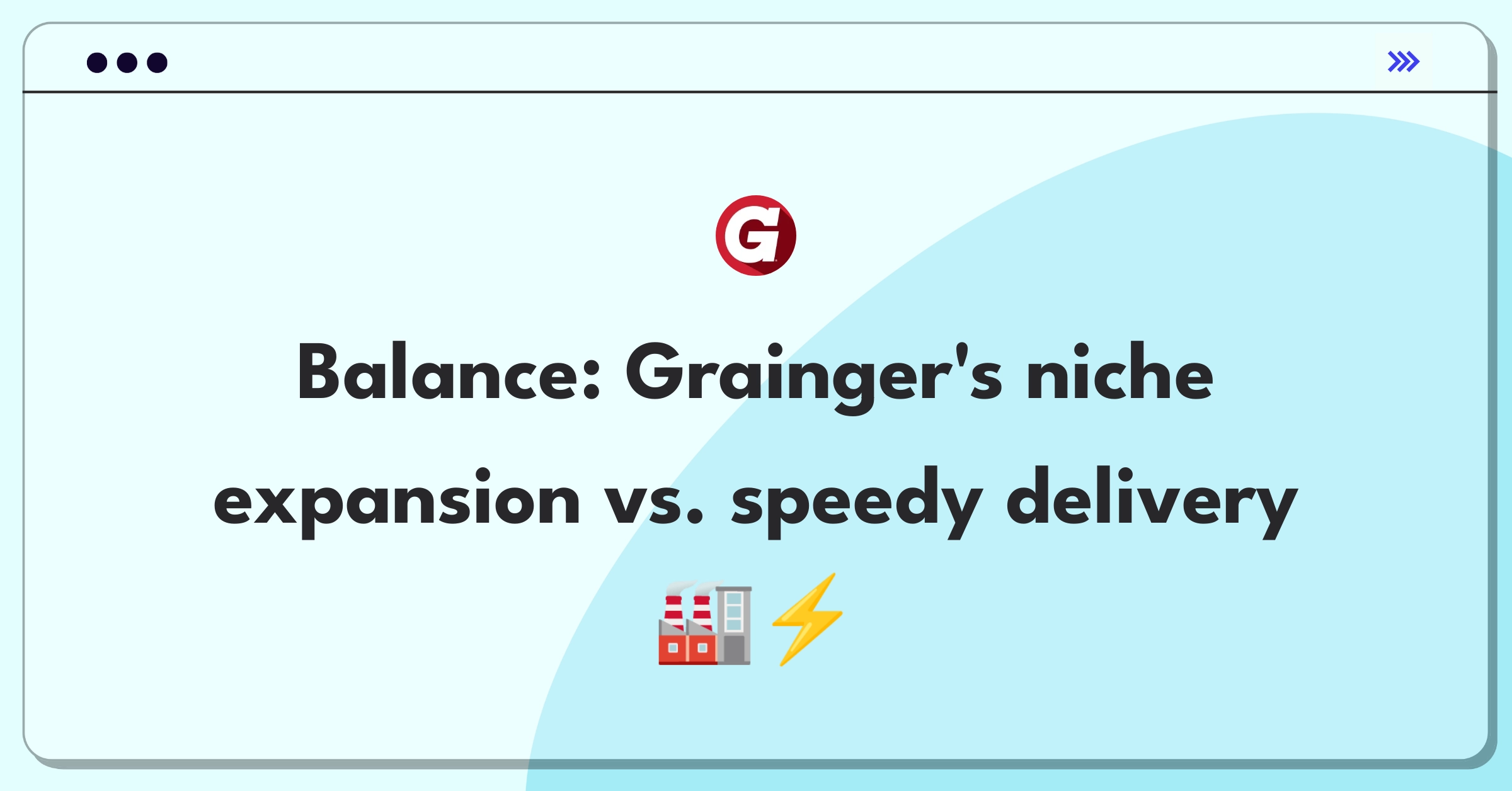 Product Management Trade-Off Question: Grainger industrial supplies niche products versus fast delivery for maintenance items