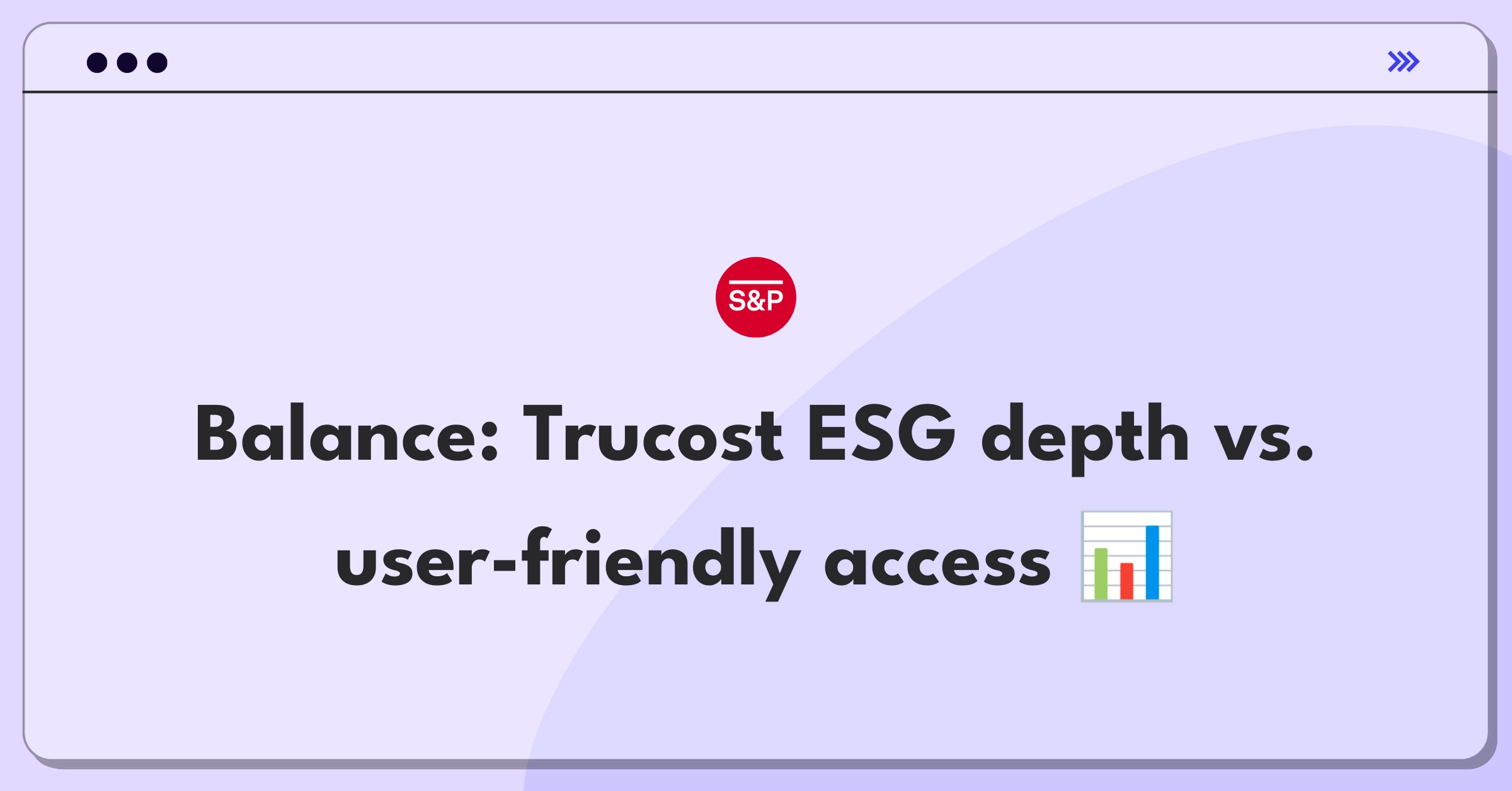 Product Management Strategy Question: Balancing ESG data complexity with user accessibility for S&P Global's Trucost product