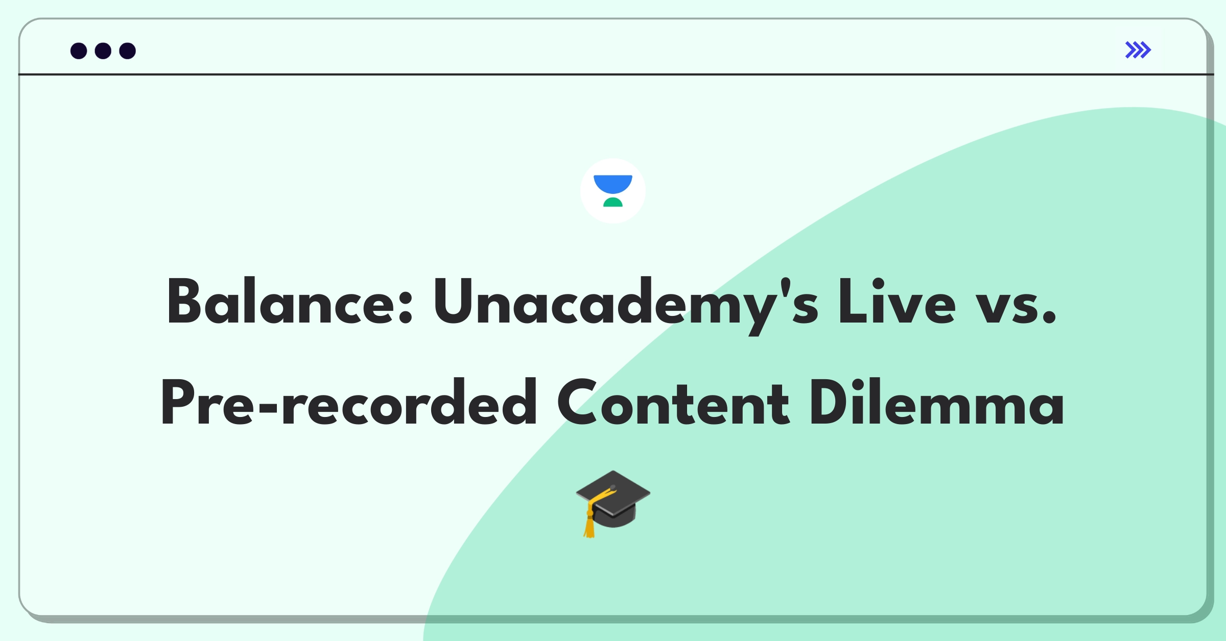 Product Management Trade-off Question: Unacademy's content strategy balancing live classes and pre-recorded lessons