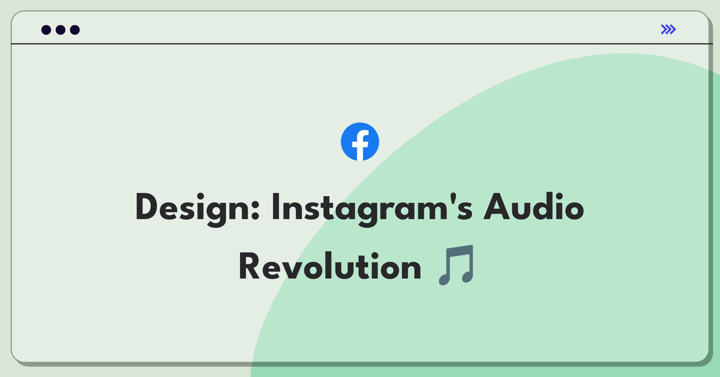 Product Management Design Question: Instagram audio feature concept with microphone icon and waveform