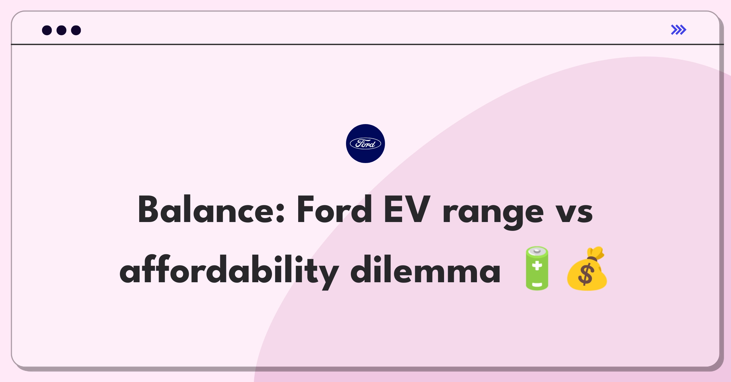 Product Management Trade-Off Question: Ford electric vehicle strategy balancing range extension and cost reduction