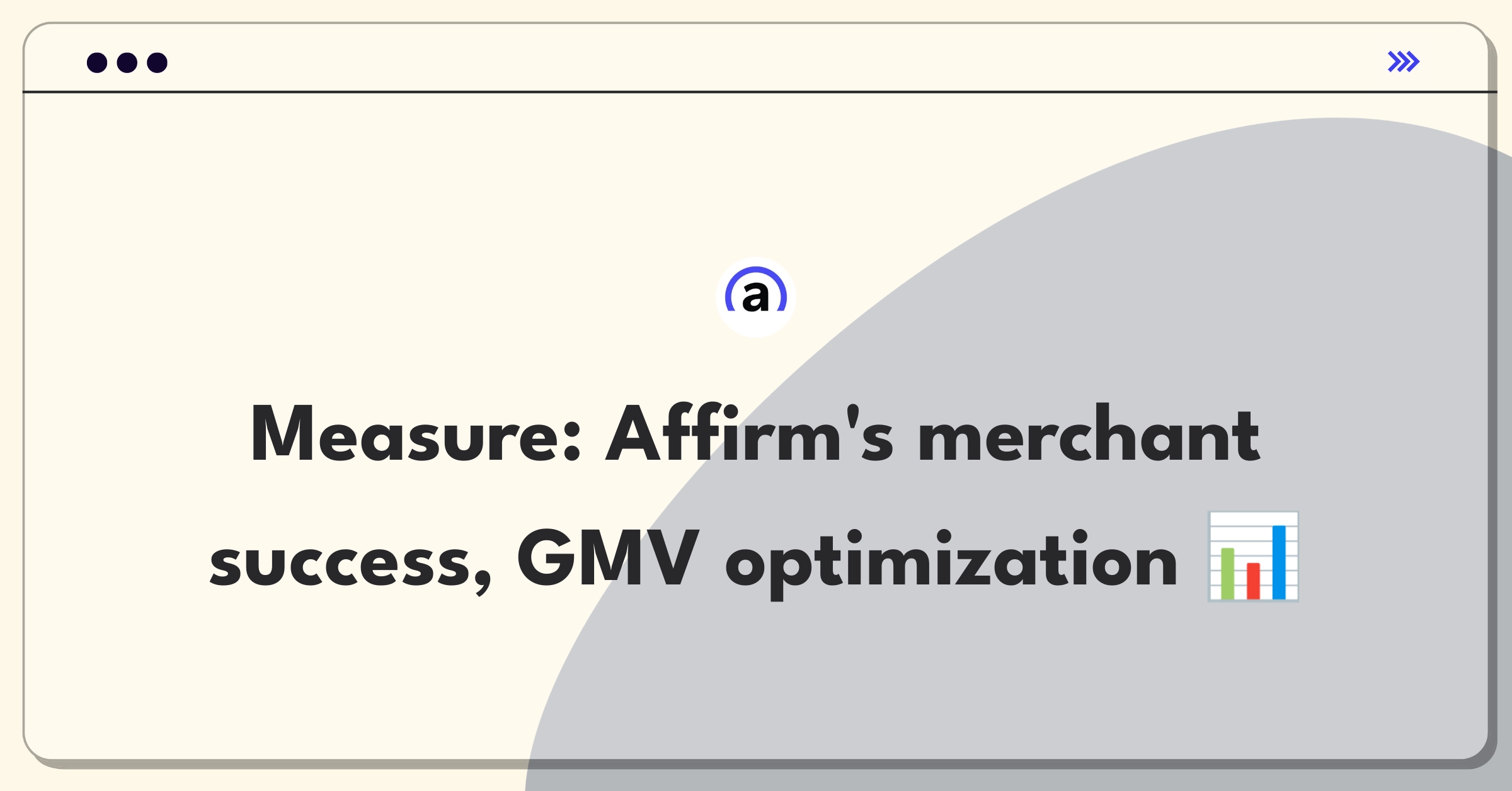 Product Management Metrics Question: Affirm merchant integration platform success definition chart