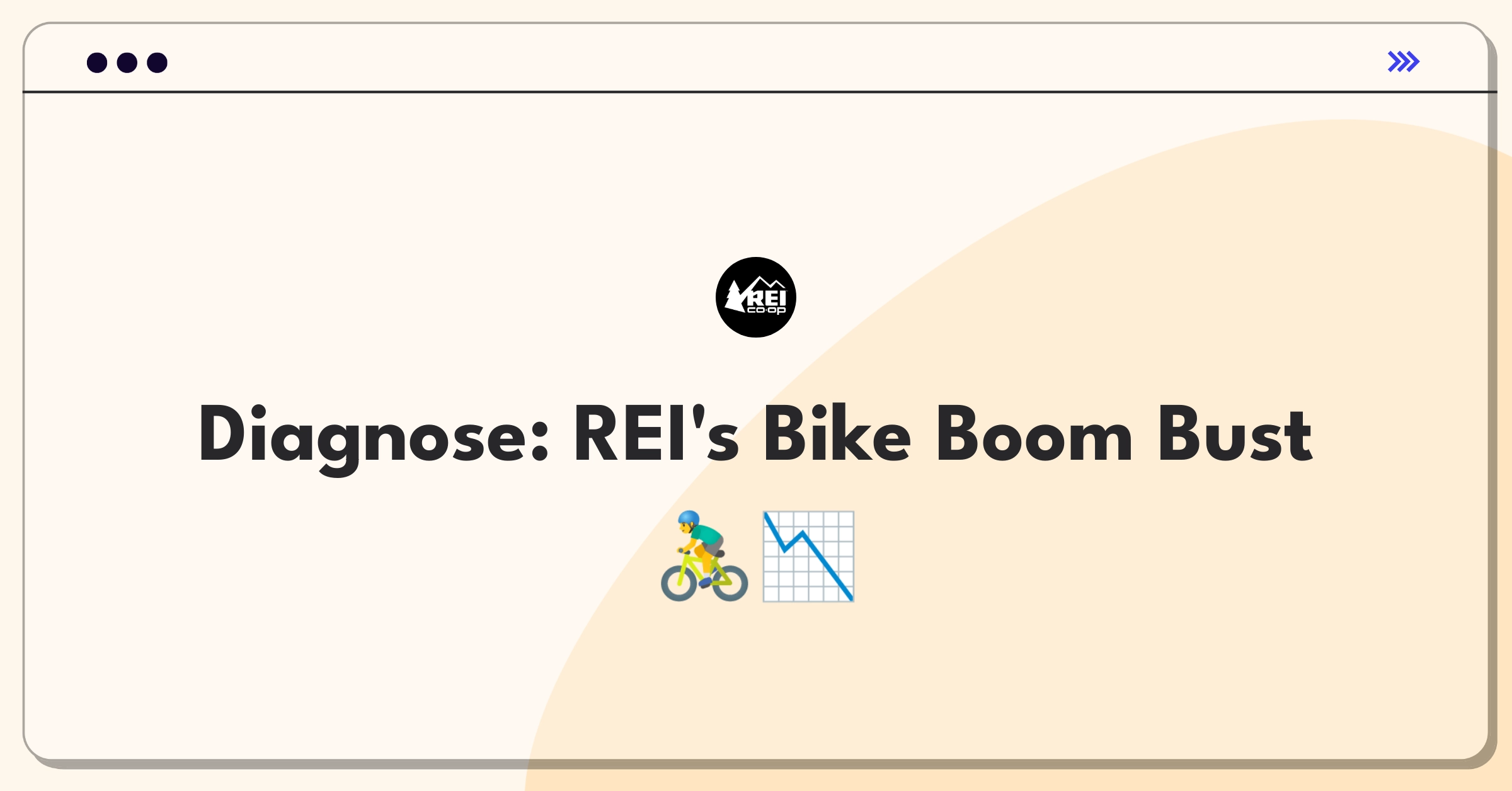 Product Management Root Cause Analysis Question: Graph showing REI's increased traffic but decreased bike accessory revenue