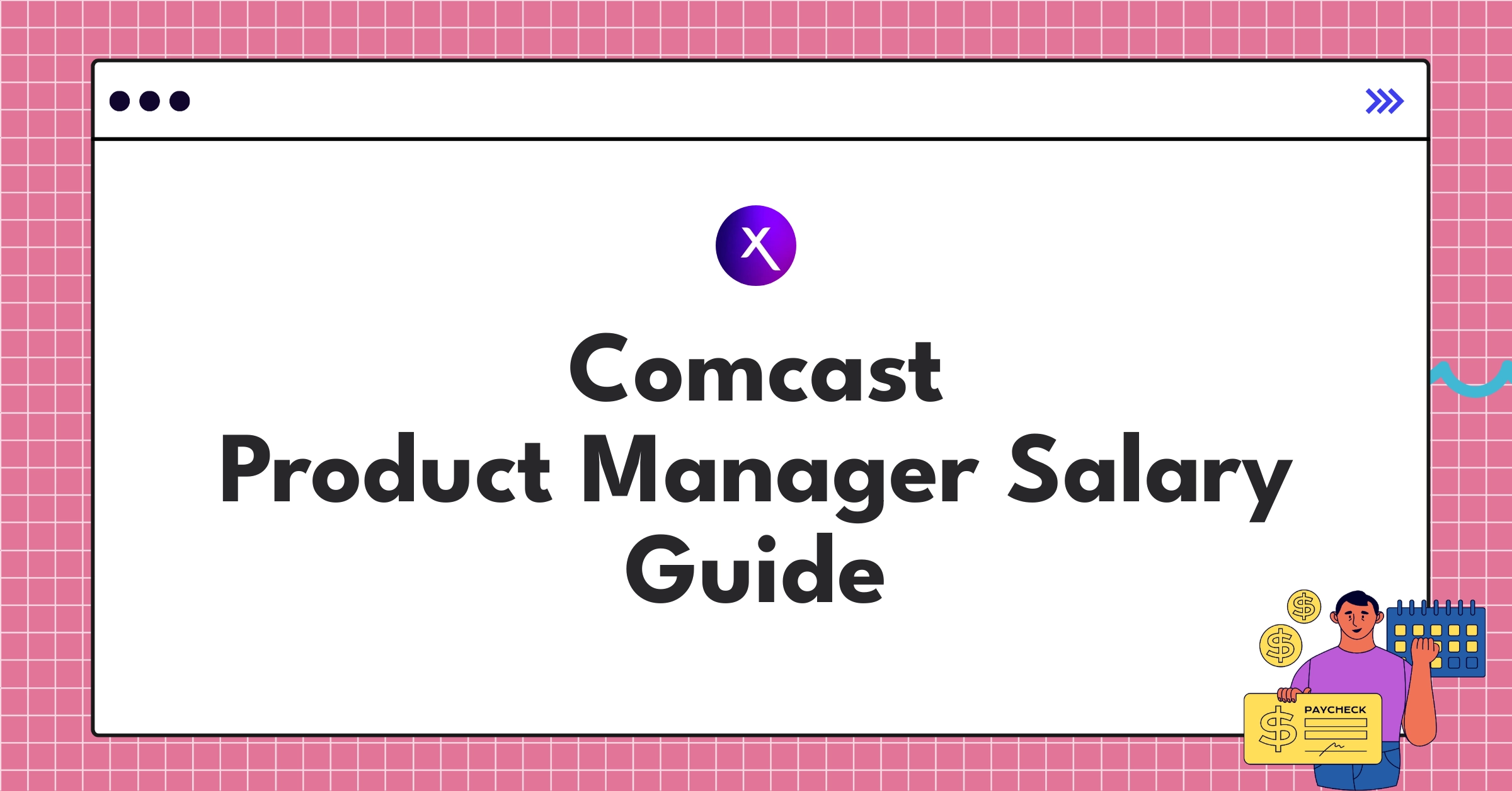 Infographic showing Comcast Product Manager salary components including base pay, bonuses, and equity