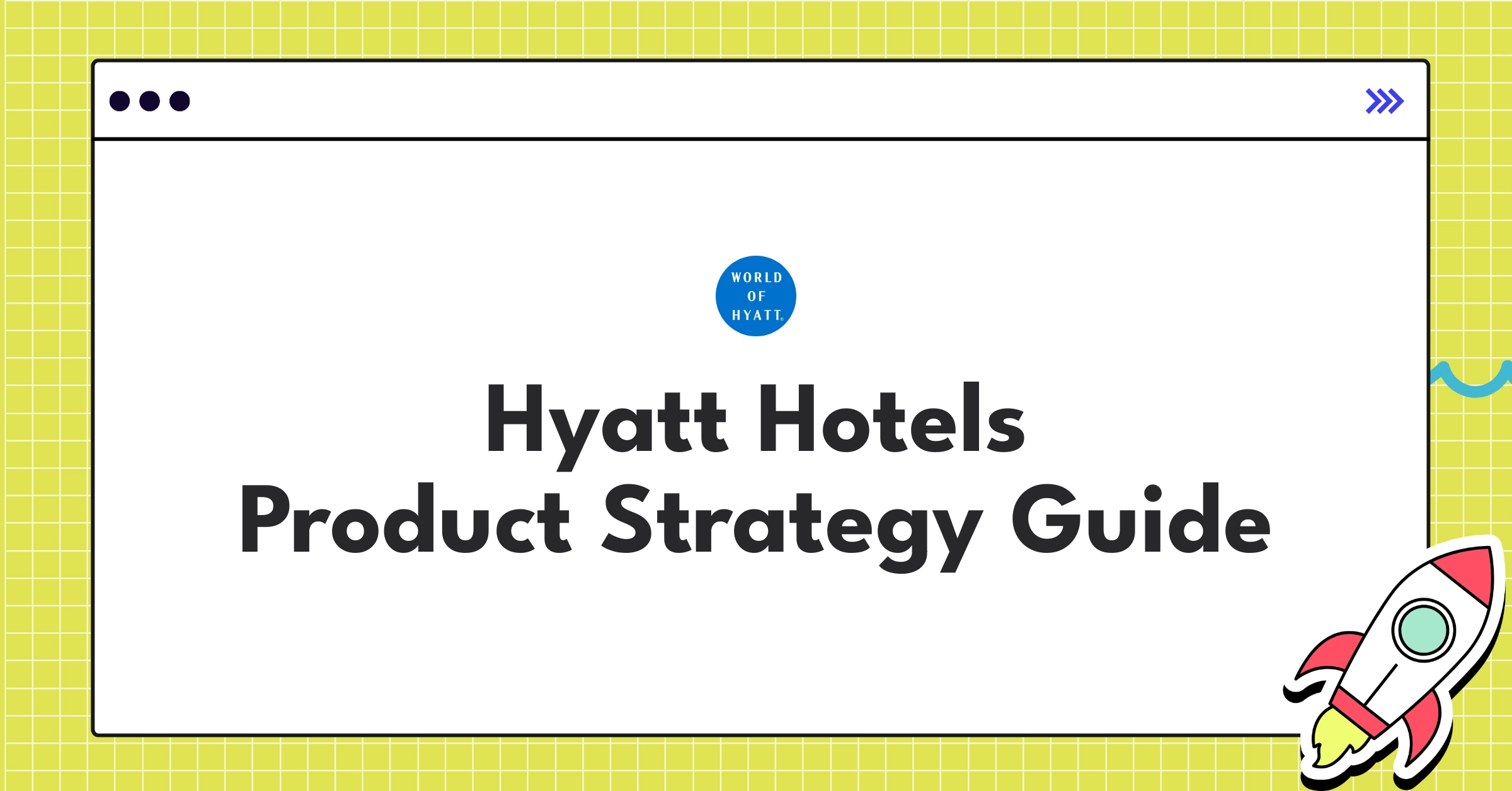 Hyatt Hotels logo with icons representing digital experiences, sustainability, and global expansion