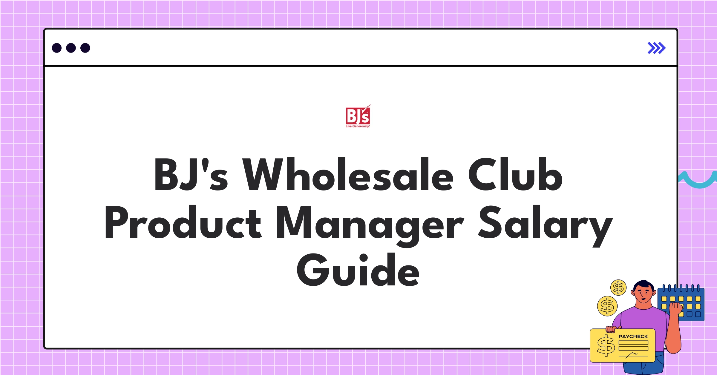 Detailed infographic showing BJ's Wholesale Club Product Manager salary ranges and benefits for different levels