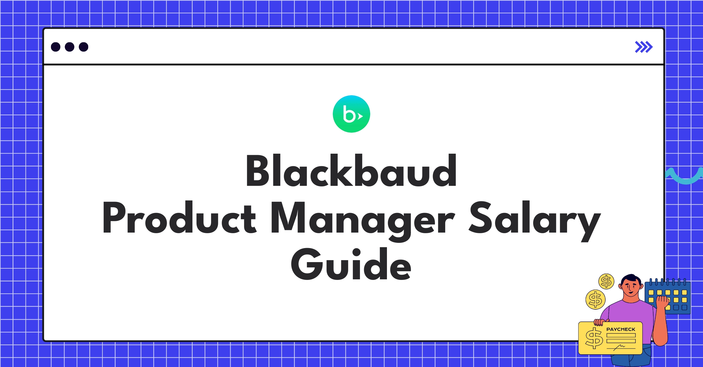 Infographic showing Blackbaud Product Manager salary components and levels for 2025 compensation guide