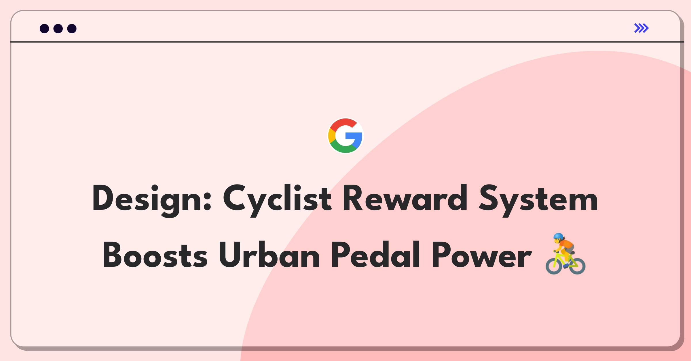 Product Management Design Question: Sketch of a cyclist with reward icons and city skyline