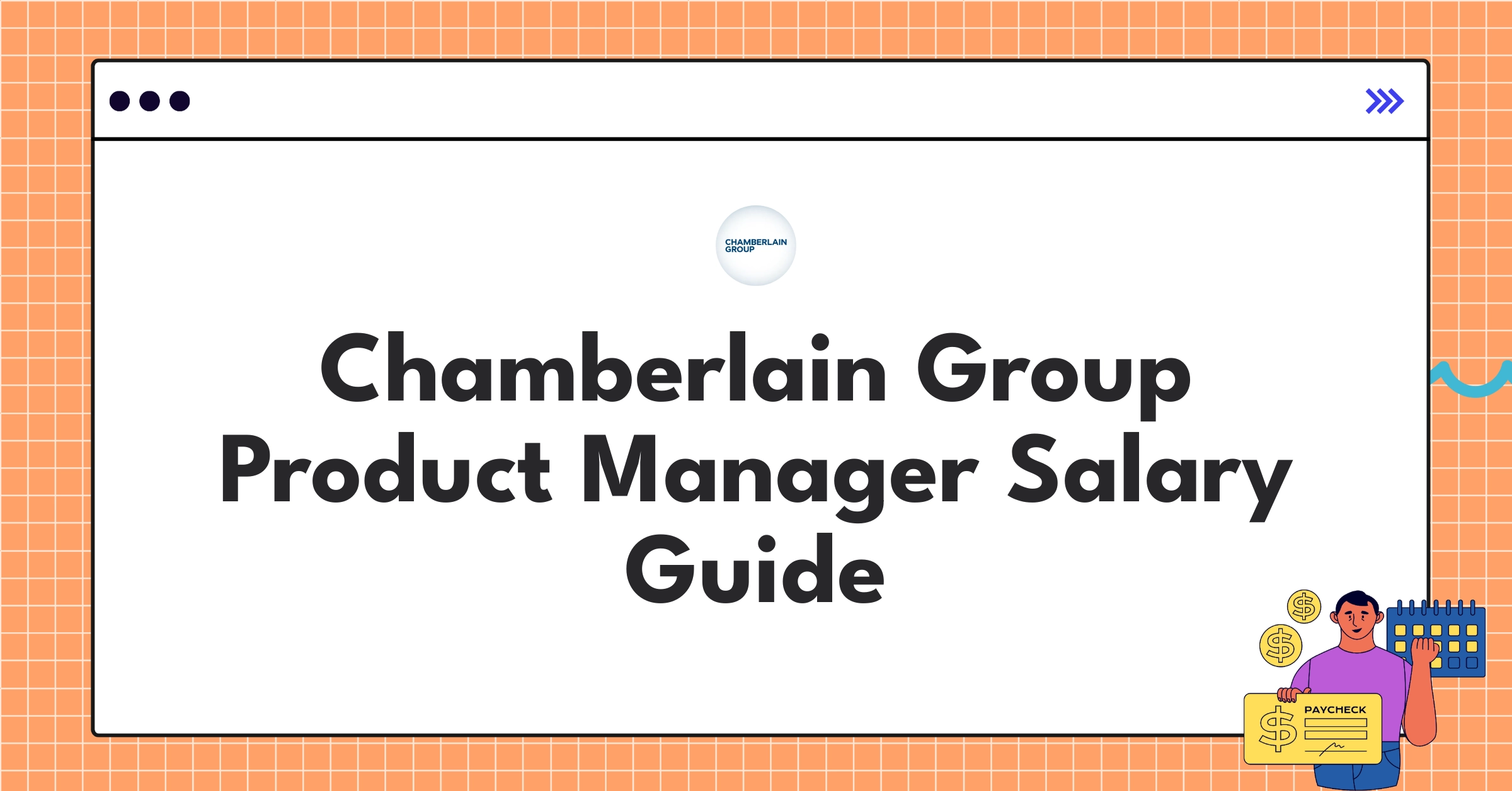 Detailed infographic of Chamberlain Group Product Manager salary components and IoT industry comparisons