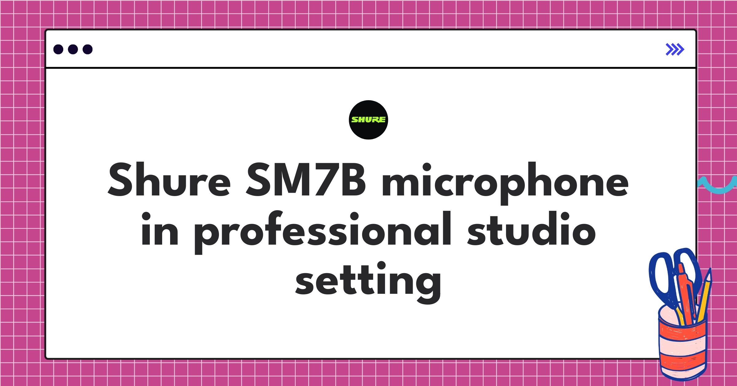 Shure SM7B microphone on stand, showcasing its iconic design and professional audio capabilities
