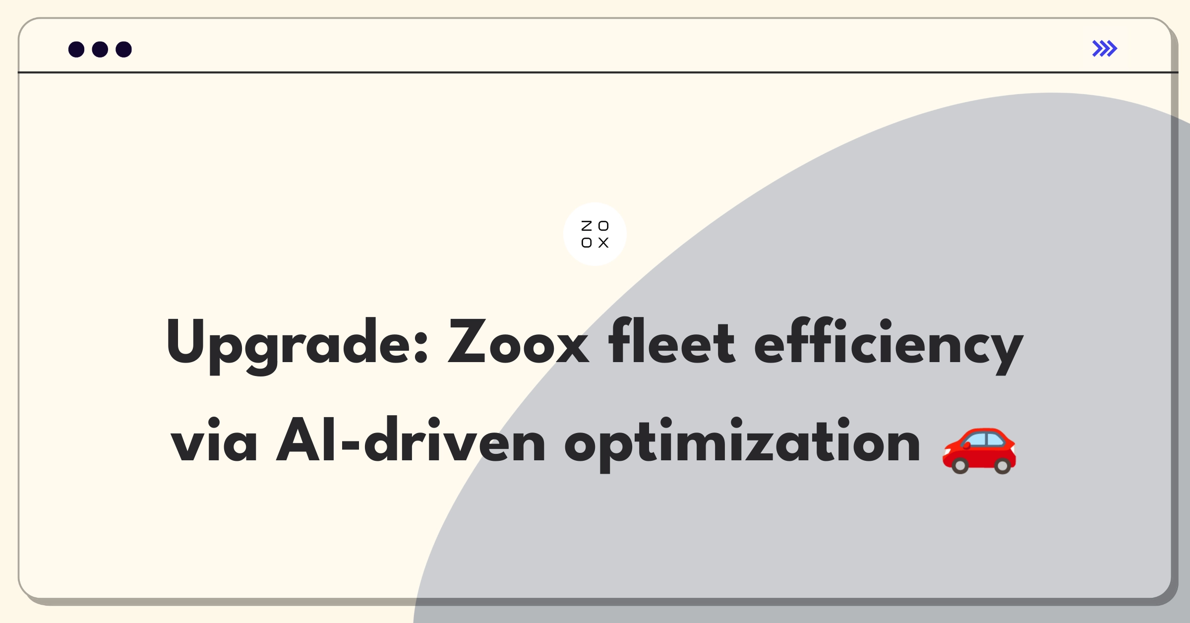 Product Management Improvement Question: Optimizing Zoox's autonomous vehicle fleet management system for enhanced efficiency