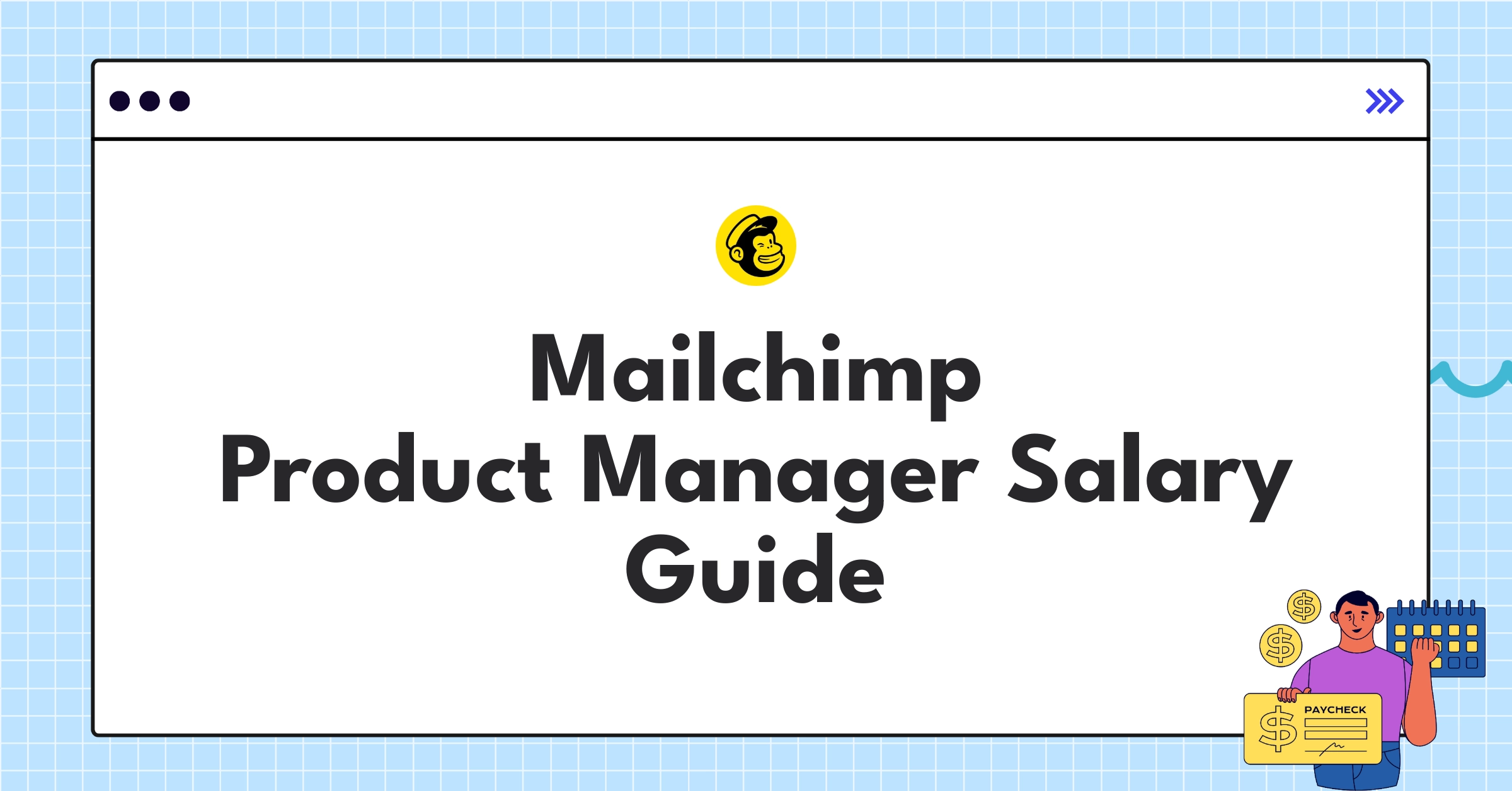 Infographic showing Mailchimp Product Manager salary components and comparison with industry standards for 2025