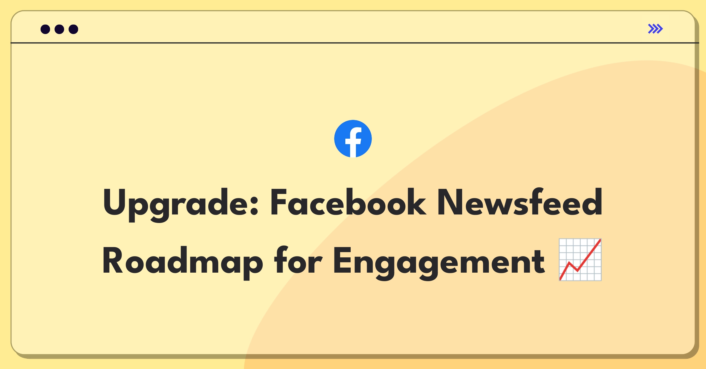 Product Management Strategy Question: Facebook Newsfeed roadmap planning whiteboard with engagement metrics and feature ideas