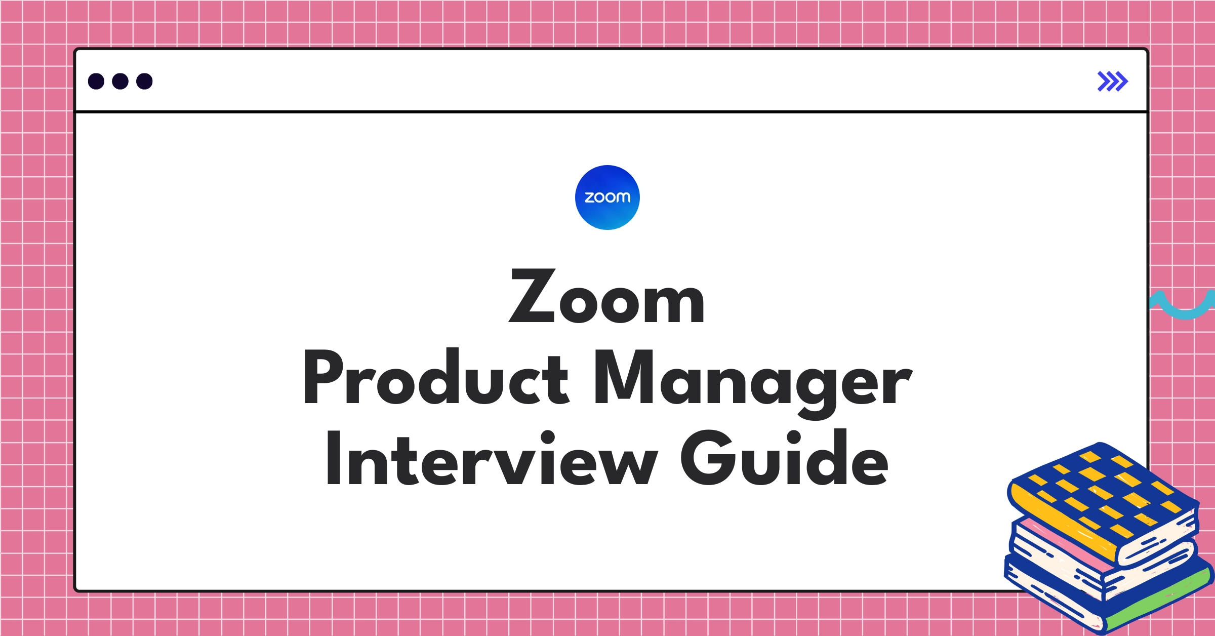 Zoom logo with product management icons representing interview preparation for video conferencing platform