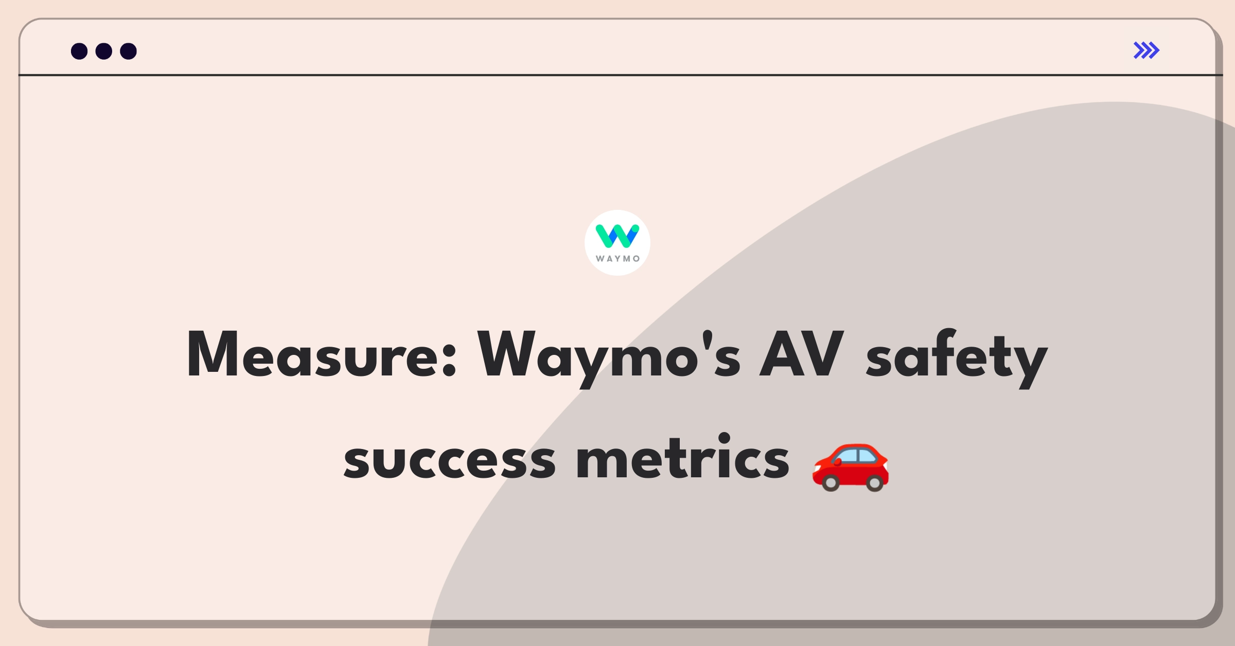 Product Management Success Metrics Question: Defining autonomous vehicle safety success for Waymo