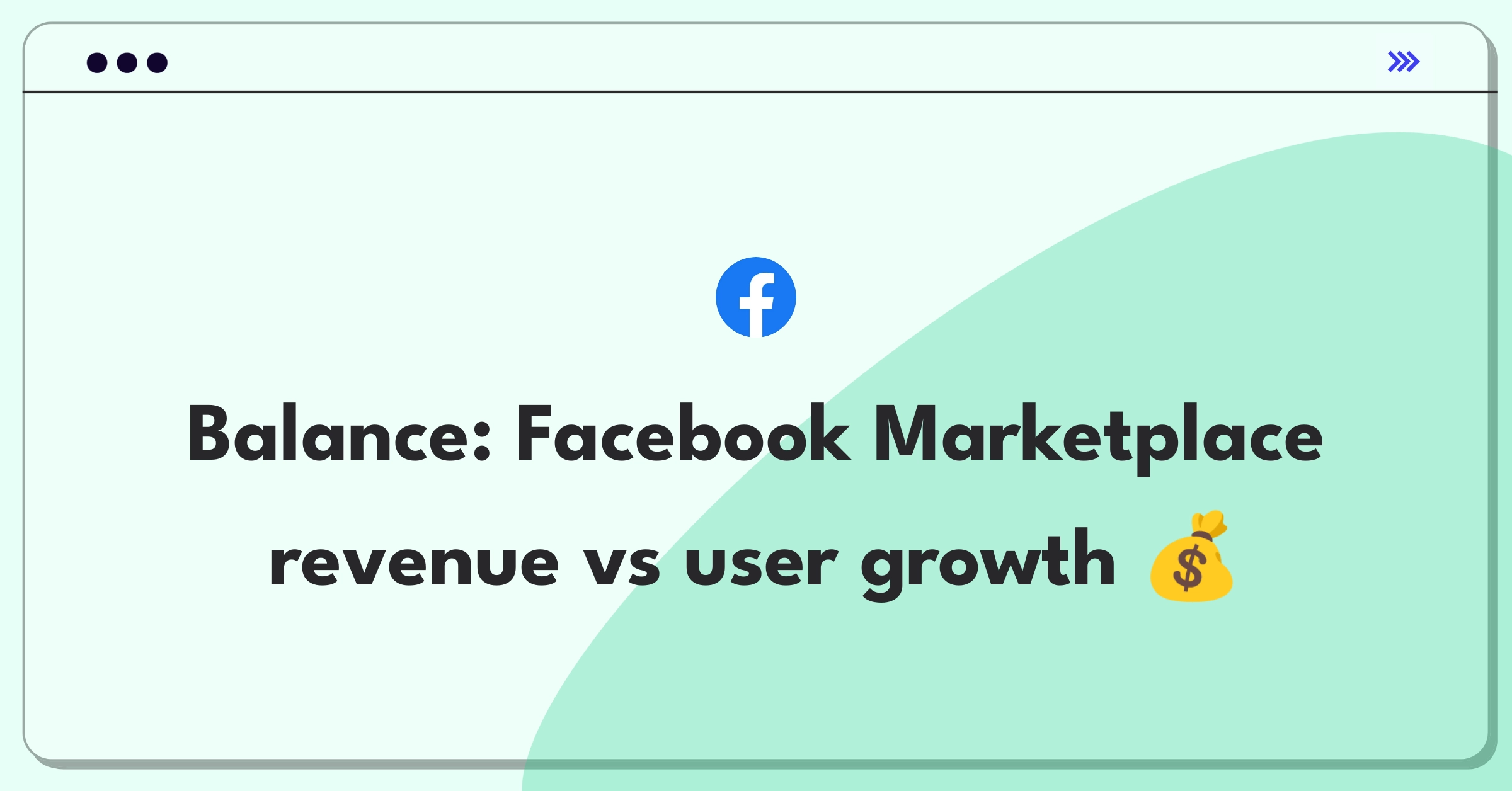 Product Management Pricing Question: Facebook Marketplace monetization strategy balancing revenue and user growth