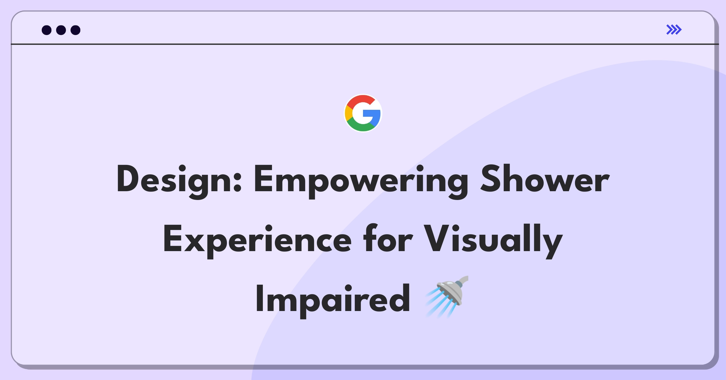 Product Management Design Question: Accessible shower concept for visually impaired users with tactile controls and voice assistance