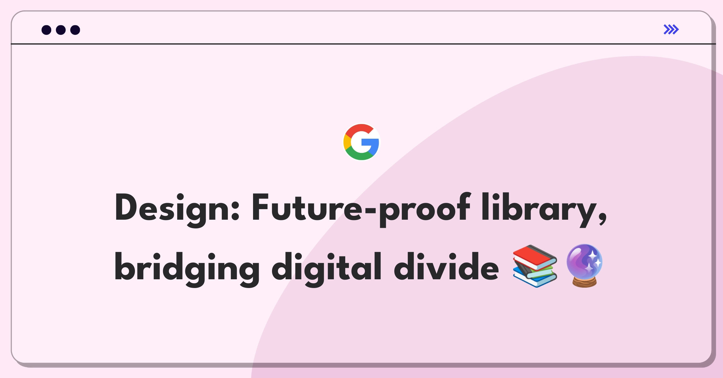 Product Management Design Question: Futuristic library concept with digital integration and community focus