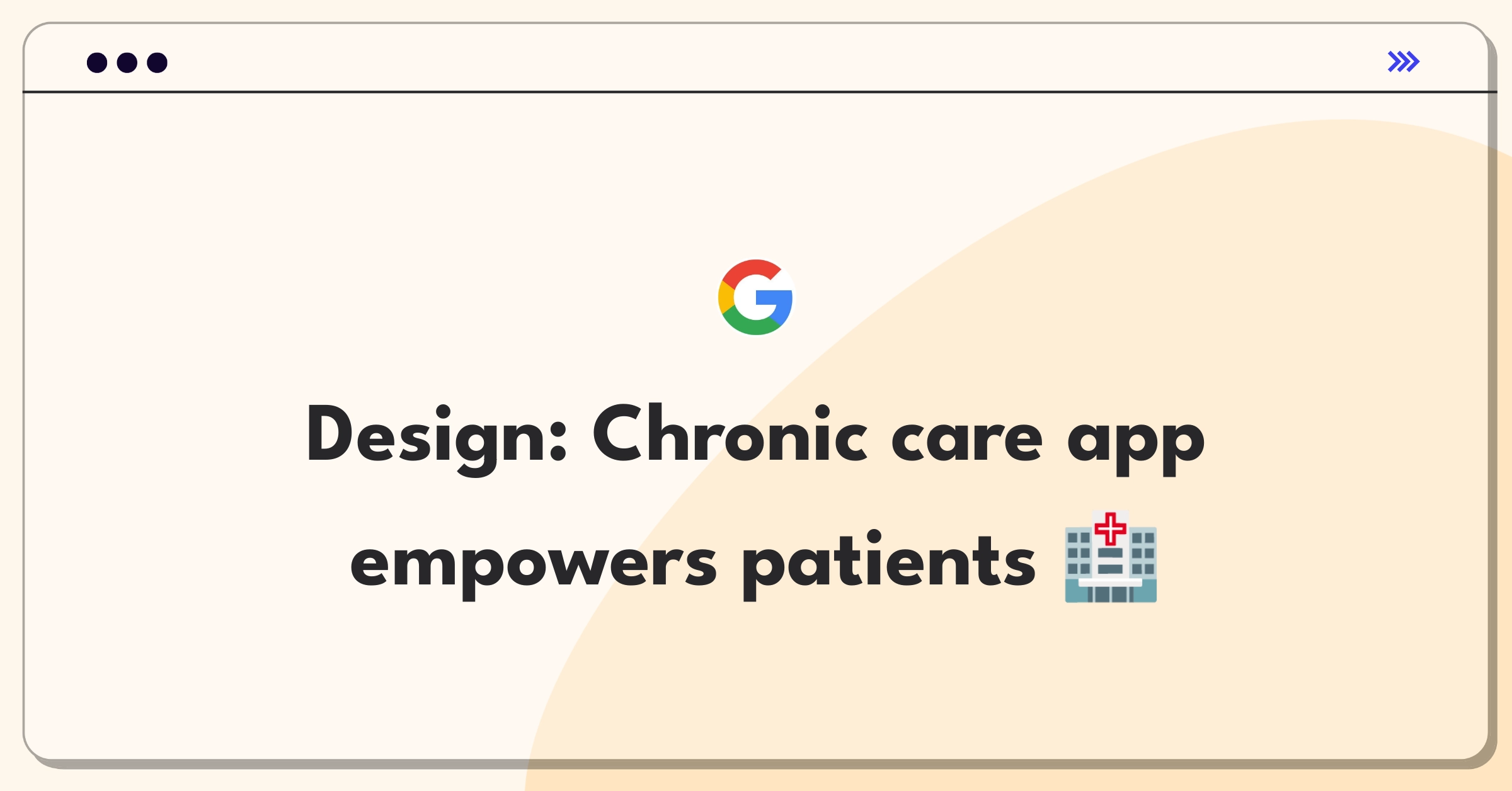 Product Management Design Question: Healthcare app interface showing medication tracking and symptom monitoring features