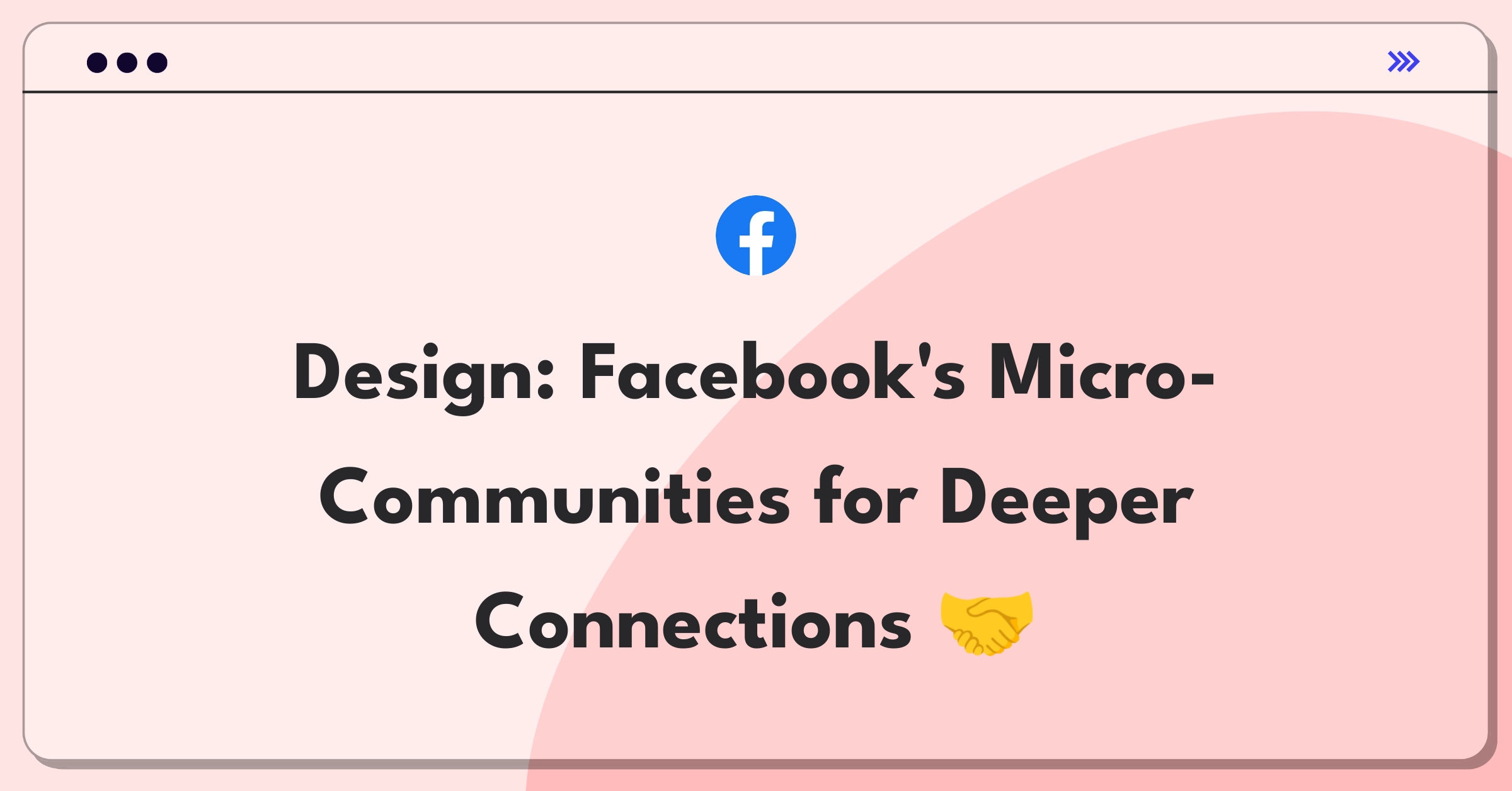 Product Management Design Question: Facebook user engagement feature concept with micro-communities