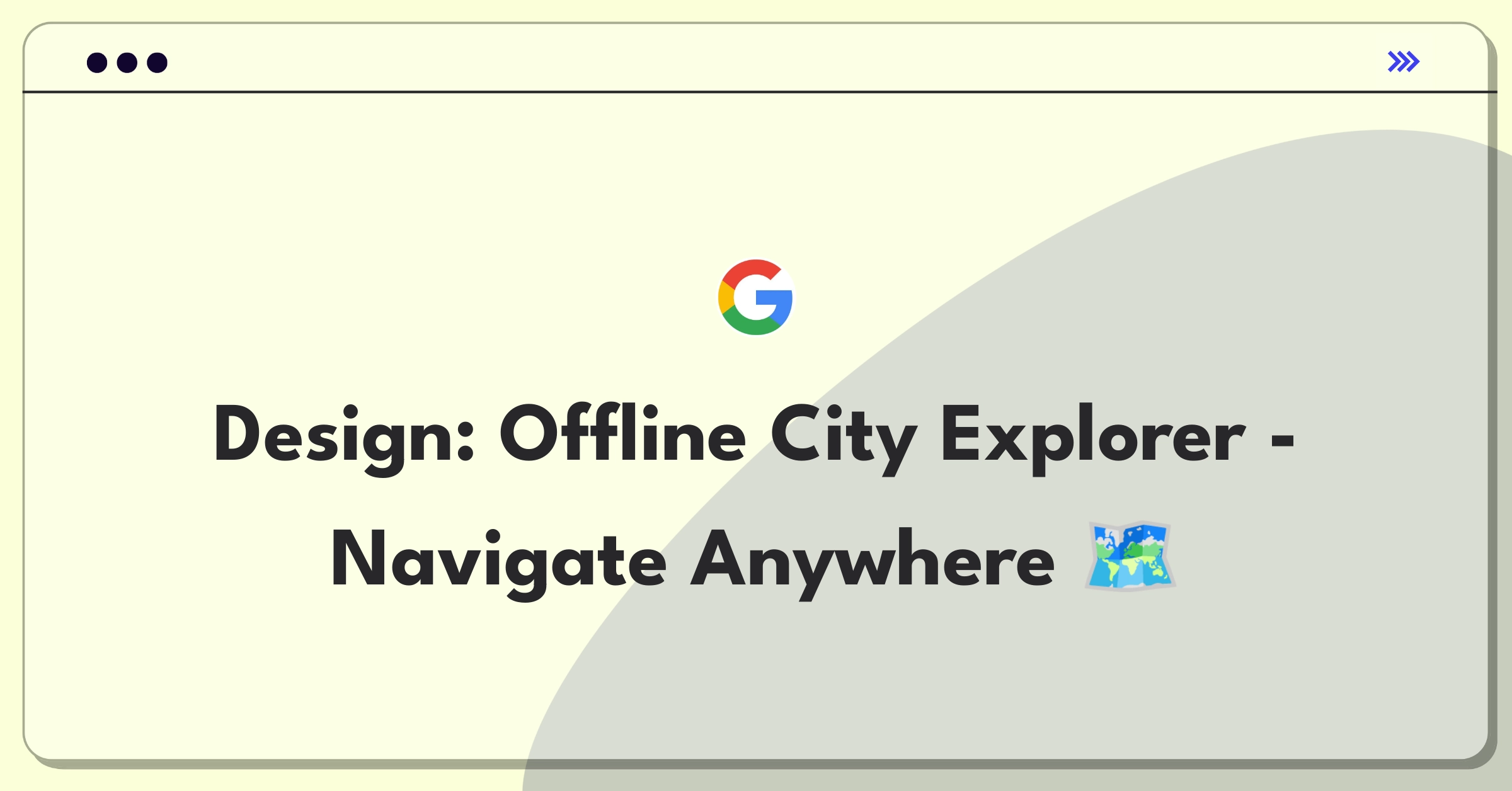 Product Management Design Question: Sketch of a smartphone with offline city map and navigation icons