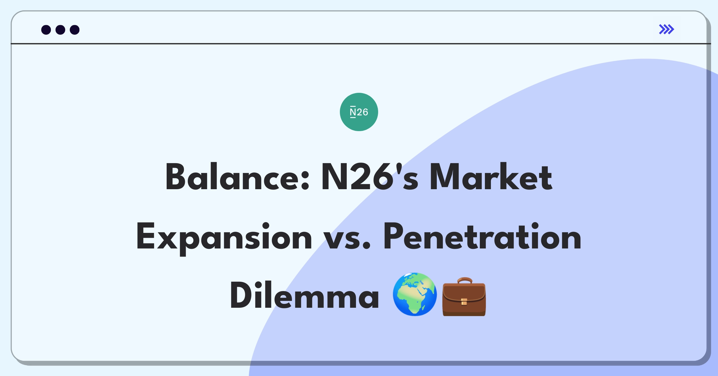 Product Management Strategy Question: N26 digital bank weighing global expansion against deeper market penetration