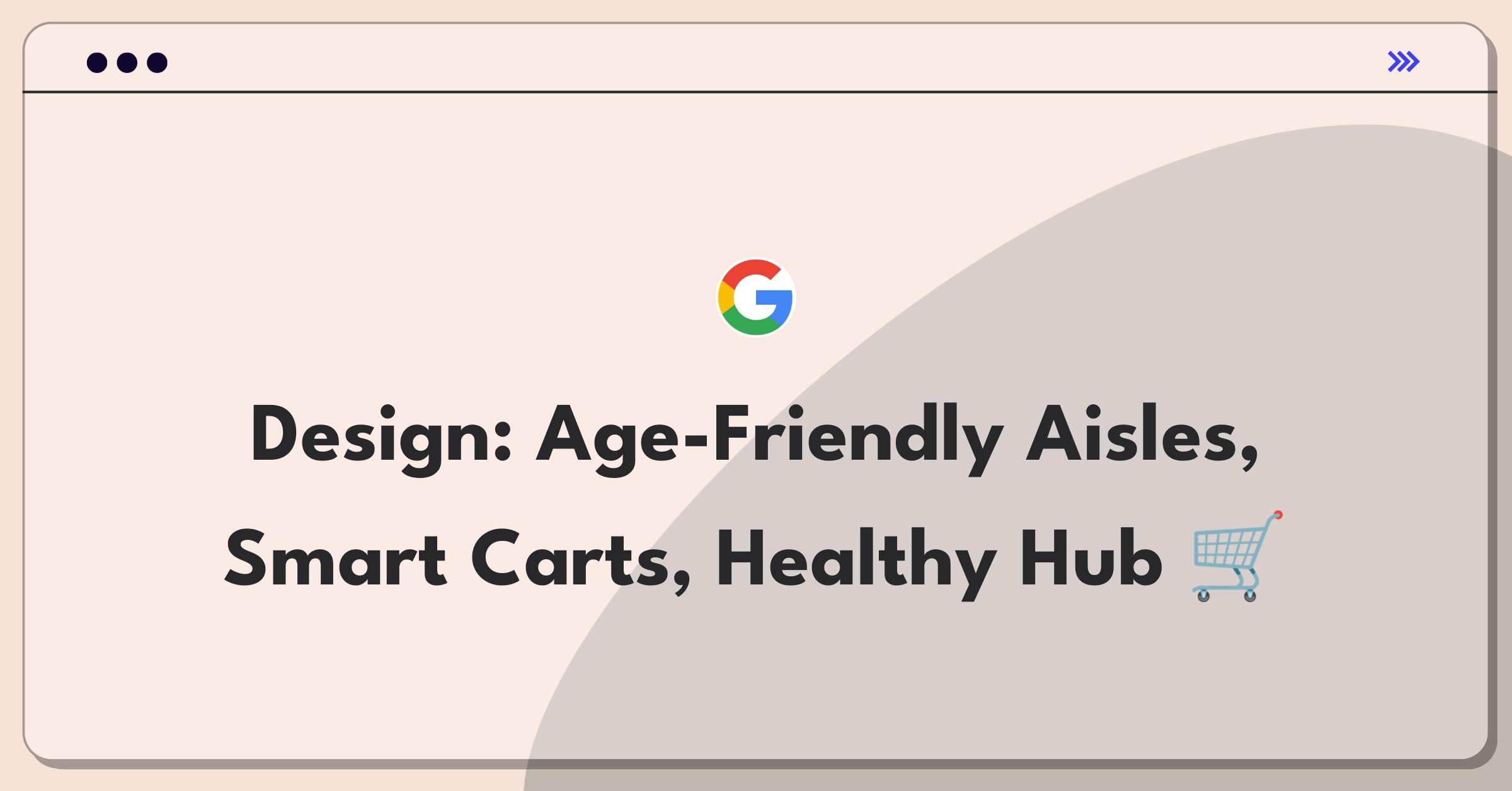 Product Management Design Question: Supermarket layout with wide aisles, smart shopping carts, and health-focused sections for older shoppers