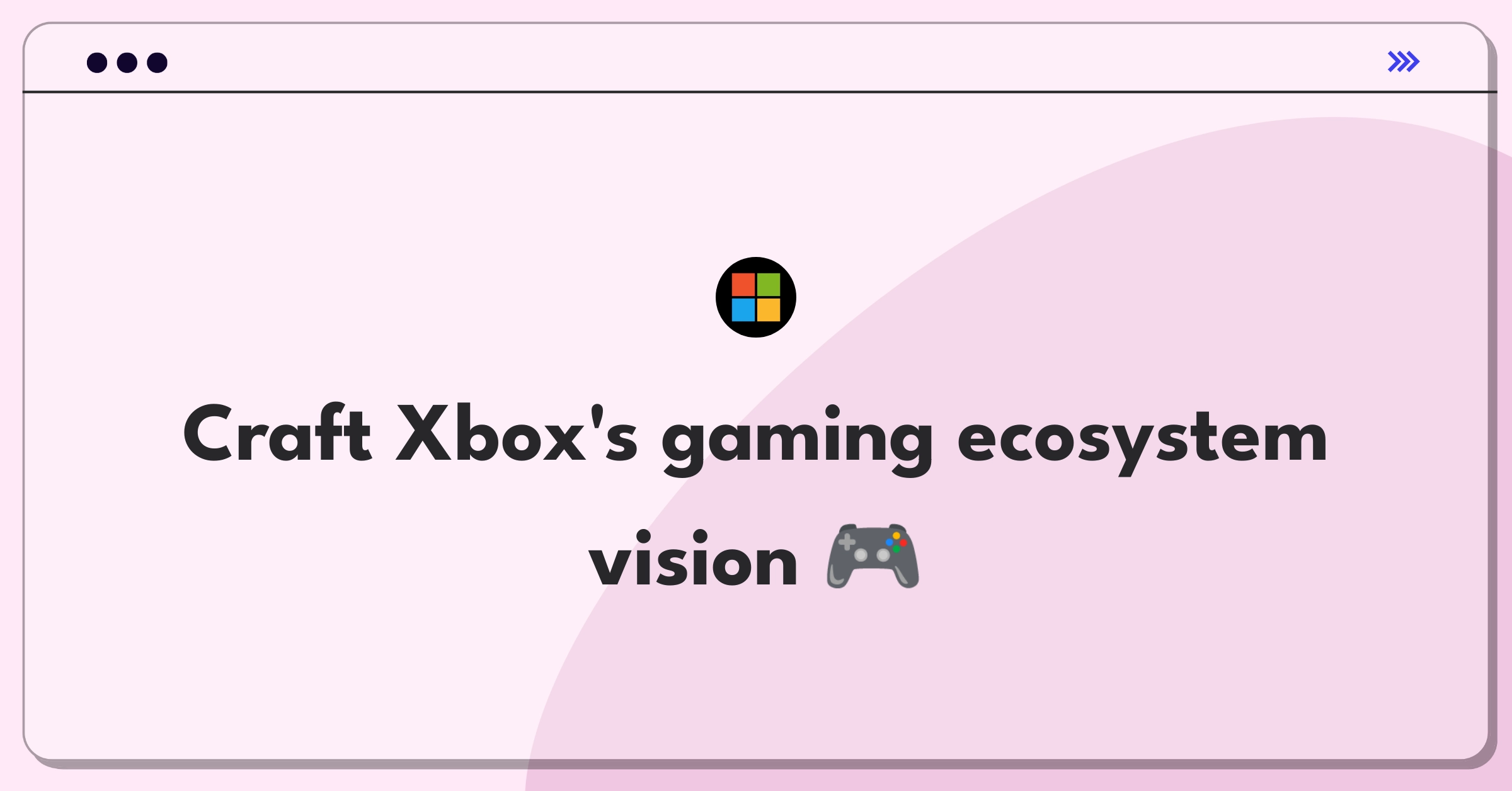 Product Management Strategy Question: Define Microsoft Xbox's long-term gaming ecosystem goals and vision