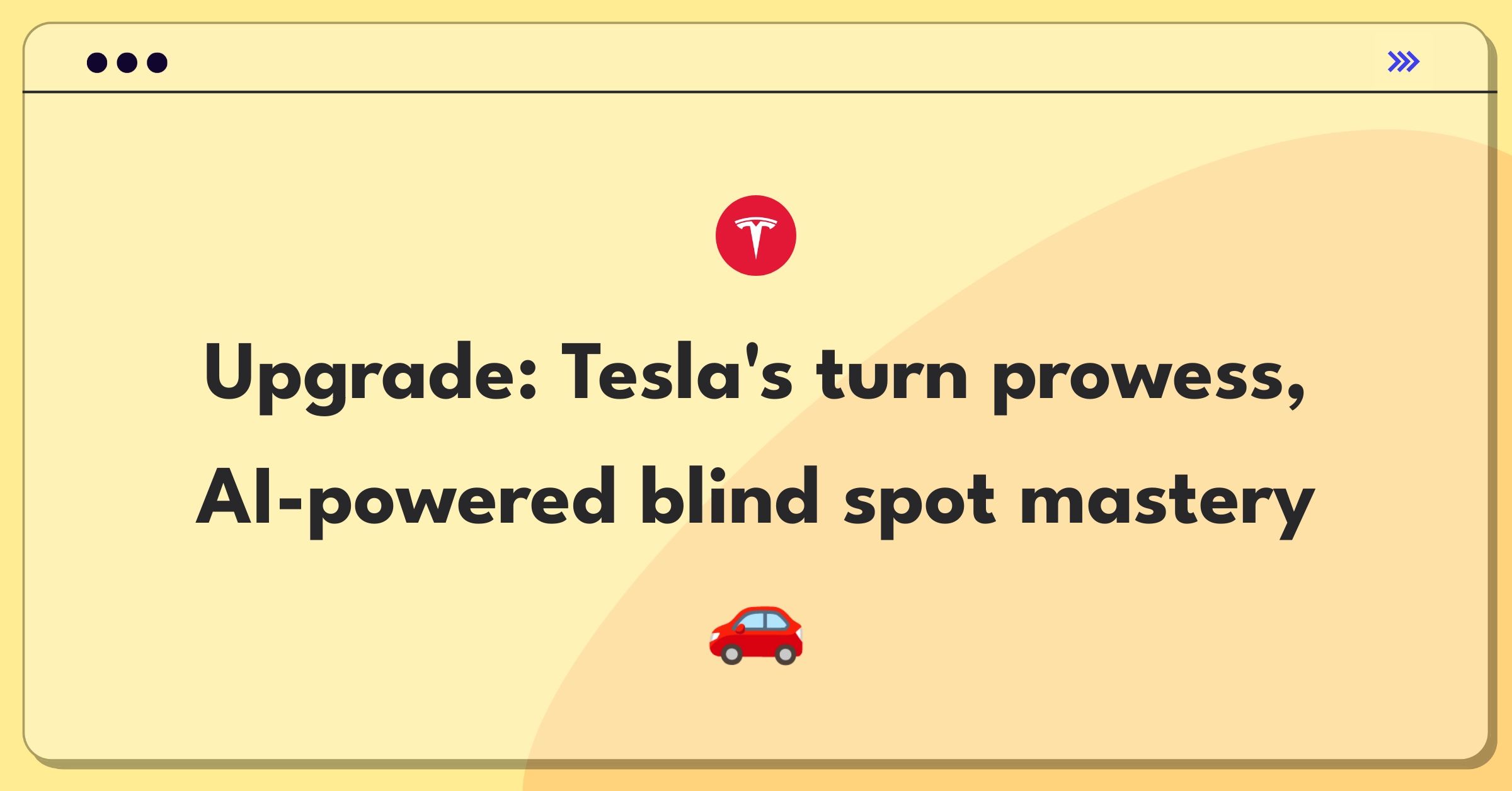 Product Management Technical Question: Tesla car turning with highlighted blind spot detection system