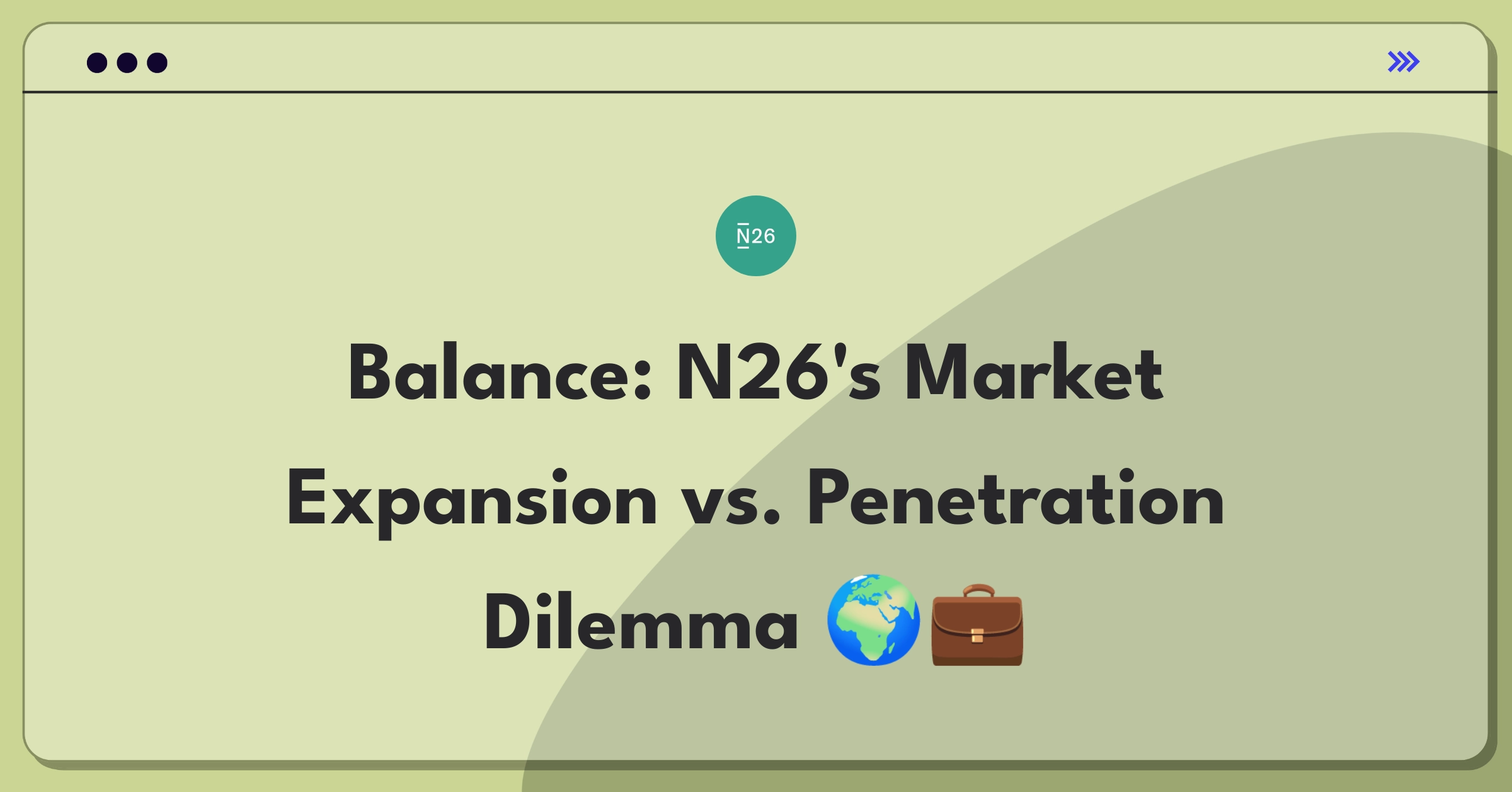 Product Management Strategy Question: N26 digital bank expansion versus market penetration tradeoff analysis