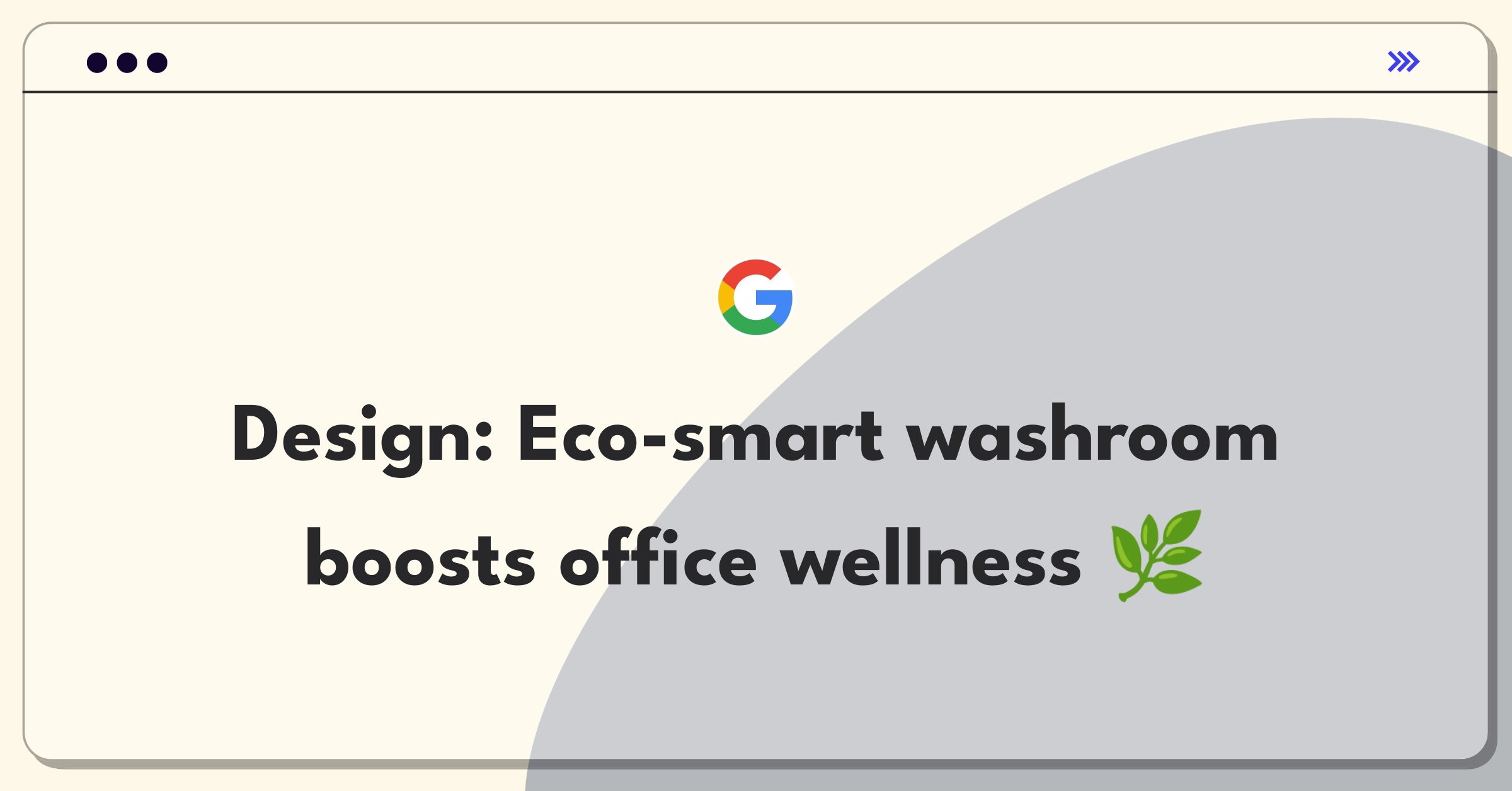 Product Management Design Question: Office washroom layout with touchless features and sustainability elements