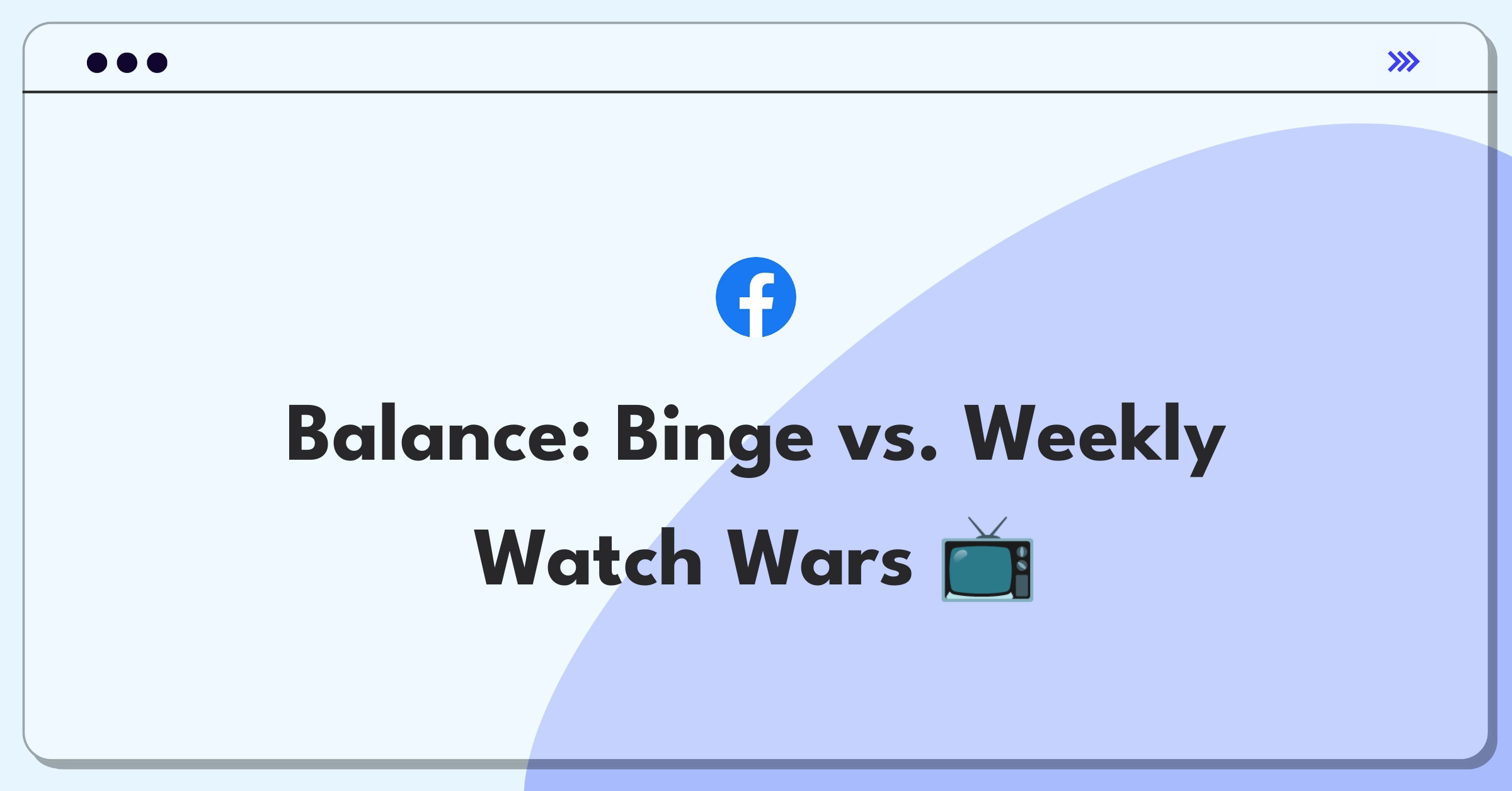 Product Management Trade-off Question: Facebook Watch content release strategy diagram showing binge vs. weekly options