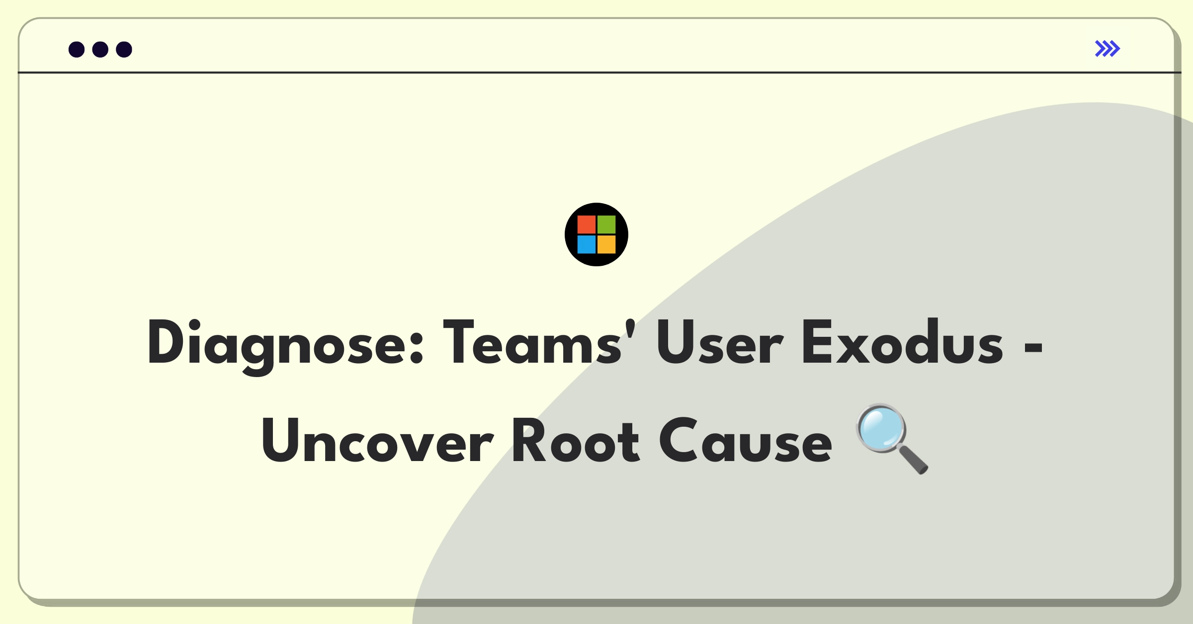 Product Management Root Cause Analysis Question: Microsoft Teams weekly active users decline graph