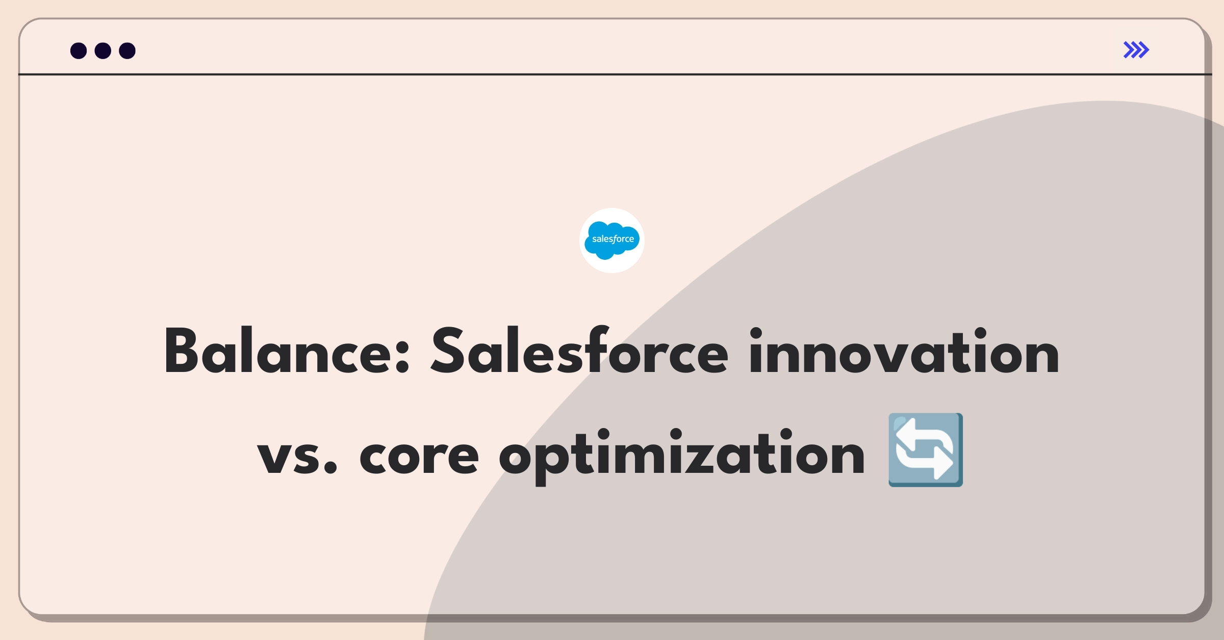 Product Management Trade-off Question: Salesforce feature prioritization dilemma illustrated as a balance scale