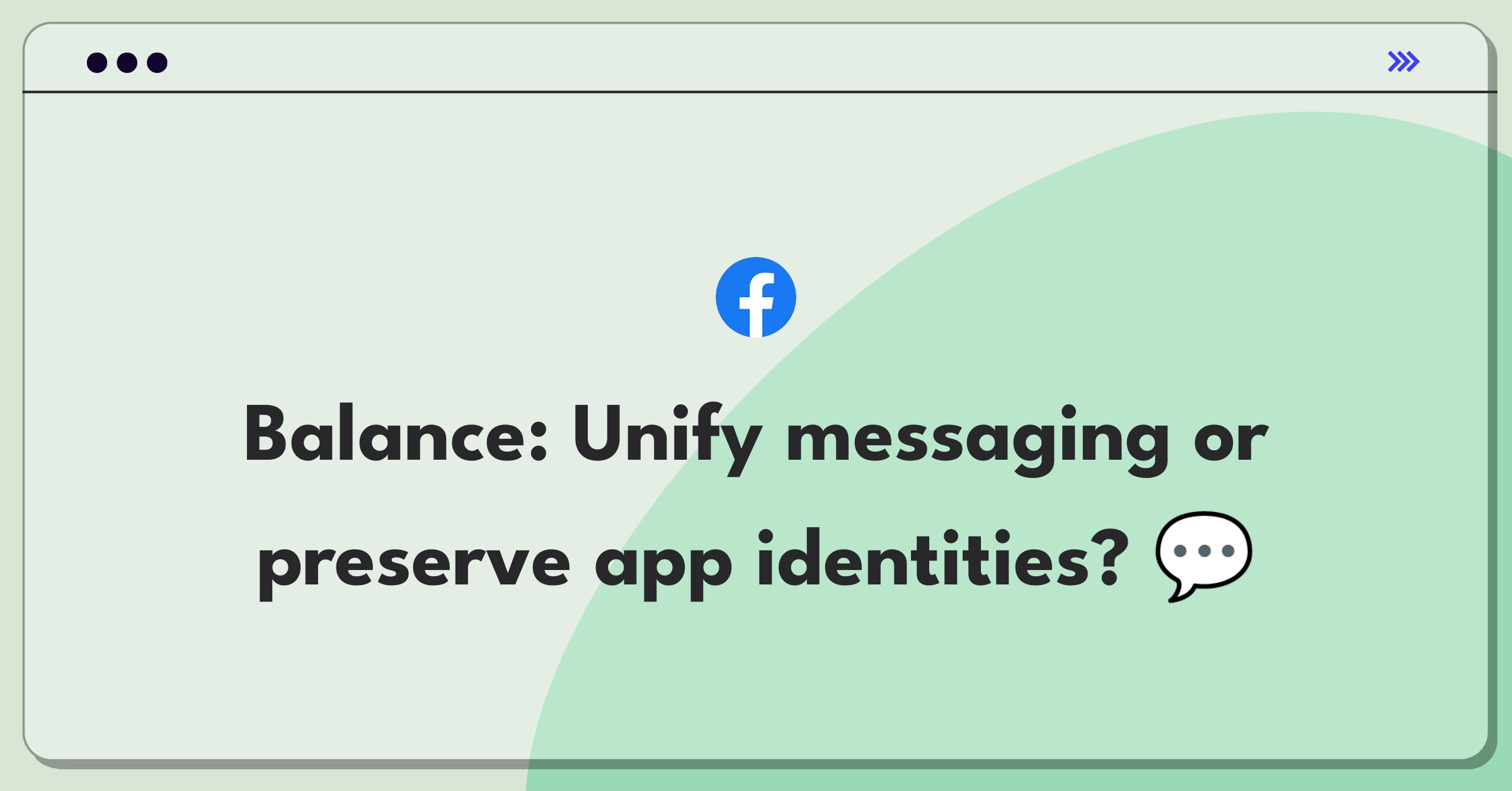Product Management Trade-off Question: Facebook messaging apps consolidation strategy diagram