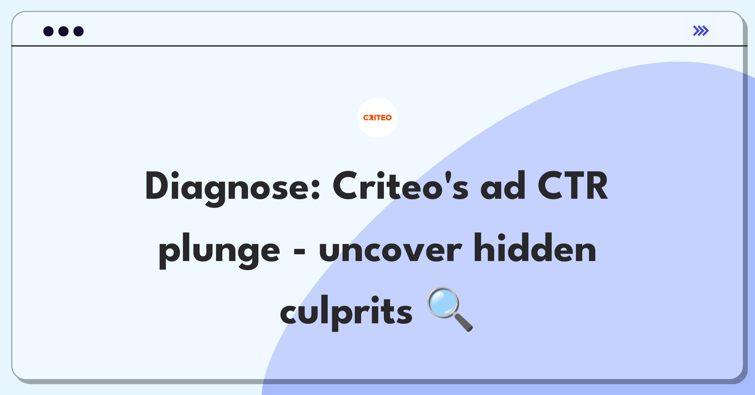 Product Management Root Cause Analysis Question: Investigating sudden drop in Criteo's display ad click-through rate