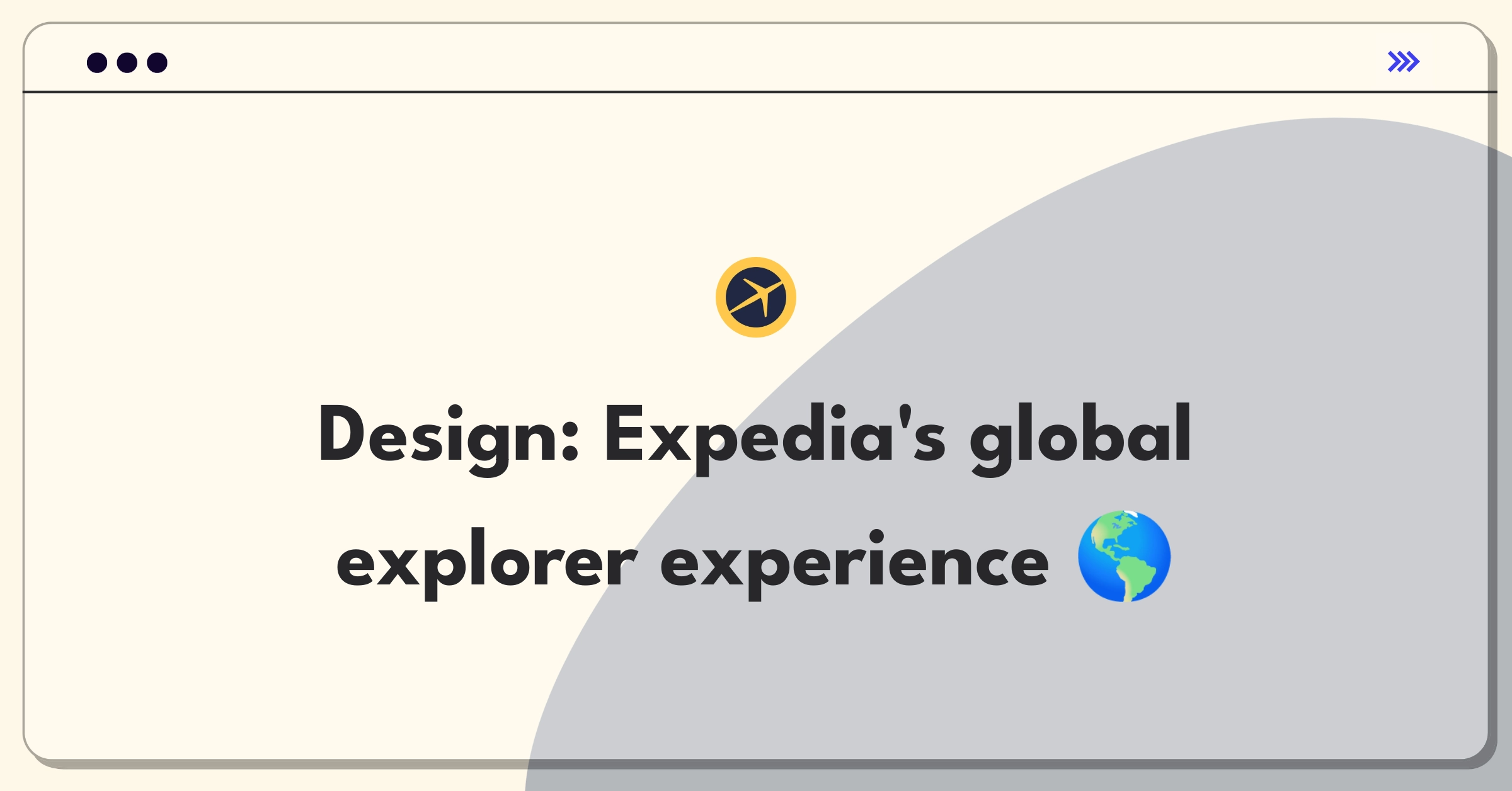 Product Management Design Question: Expedia app interface showing international travel options and local experiences