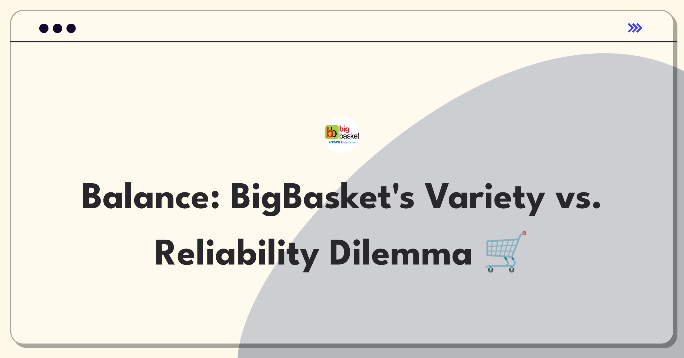 Product Management Trade-off Question: BigBasket grocery platform balancing product variety and inventory reliability