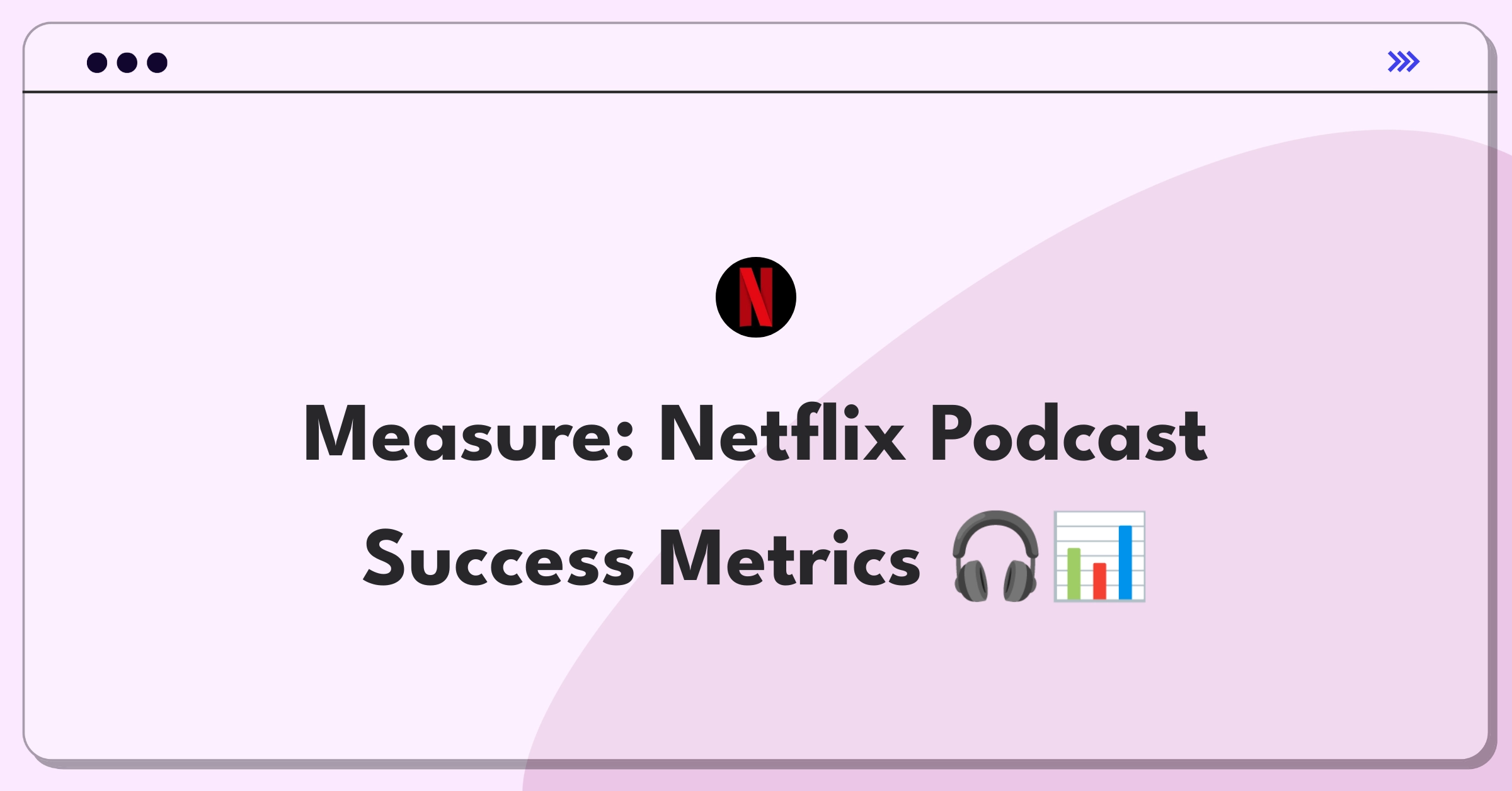 Product Management Metrics Question: Netflix podcast success measurement framework diagram